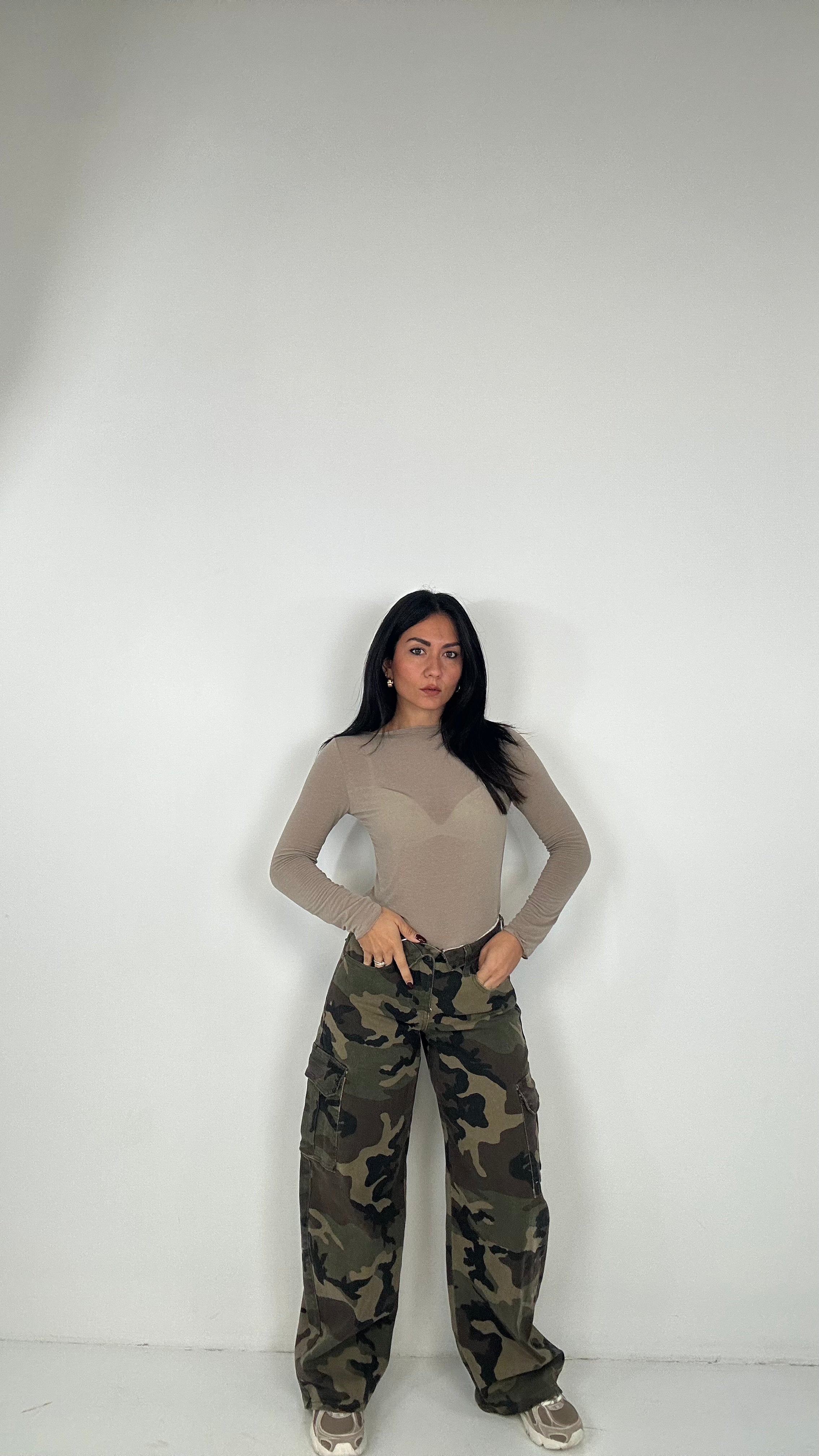 Jeans MILITARE CINTO GIRATO - VERDE