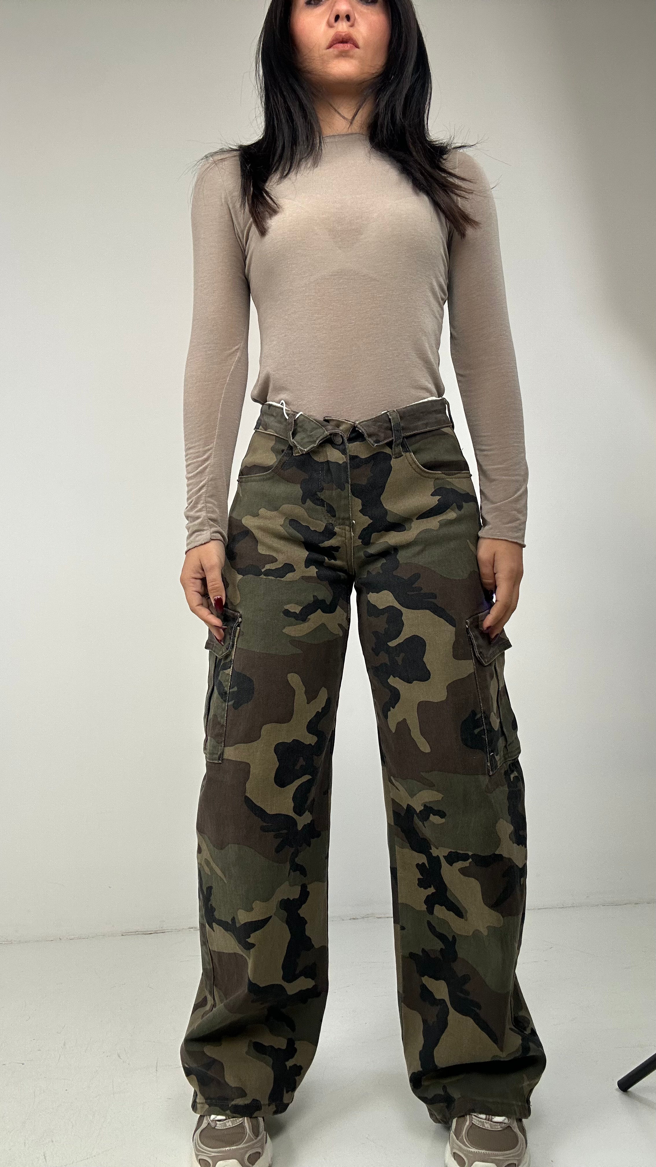 Jeans MILITARE CINTO GIRATO - VERDE