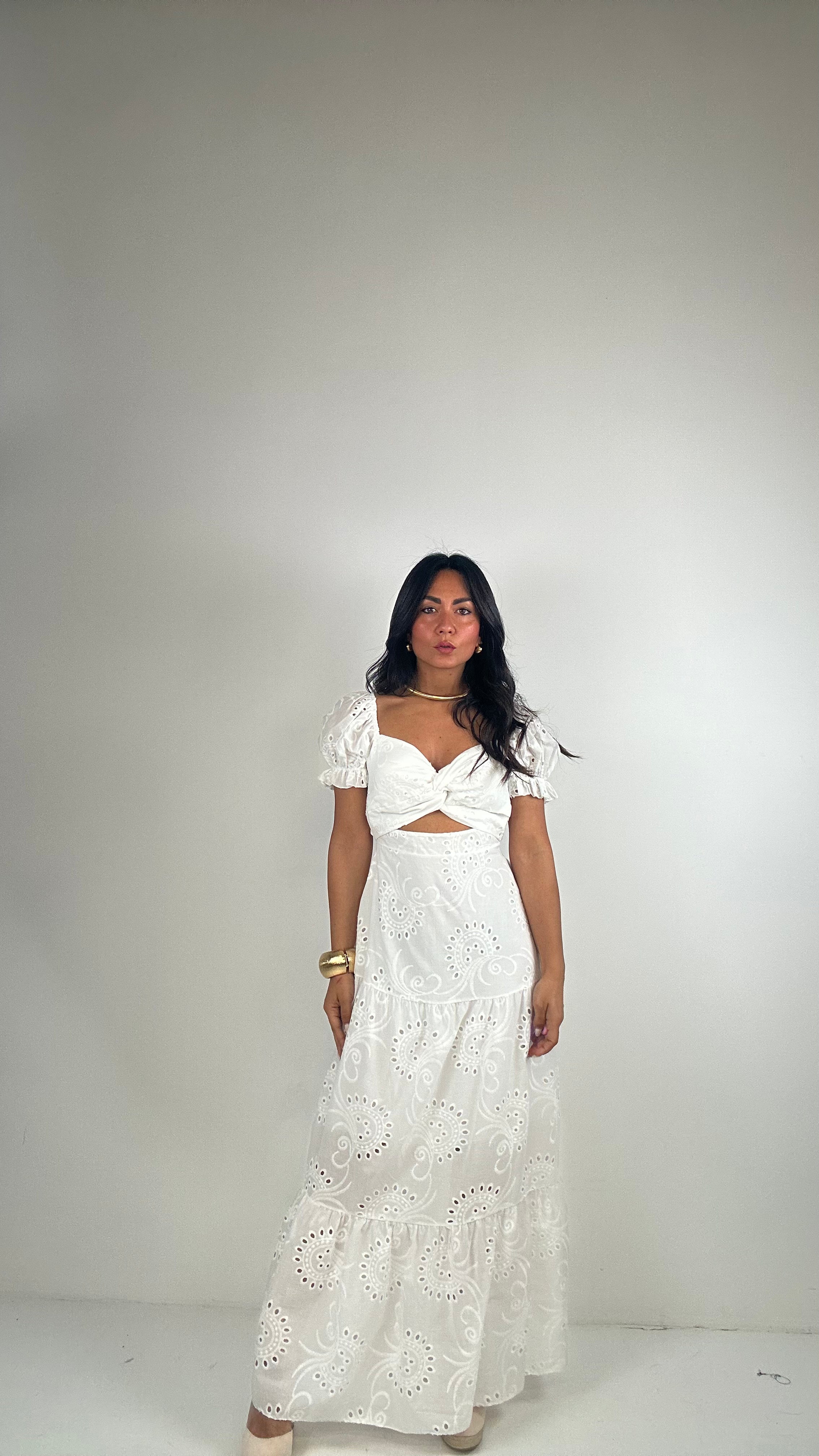 PREORDINE Vestito SAN GALLO CON APERTURA - BIANCO