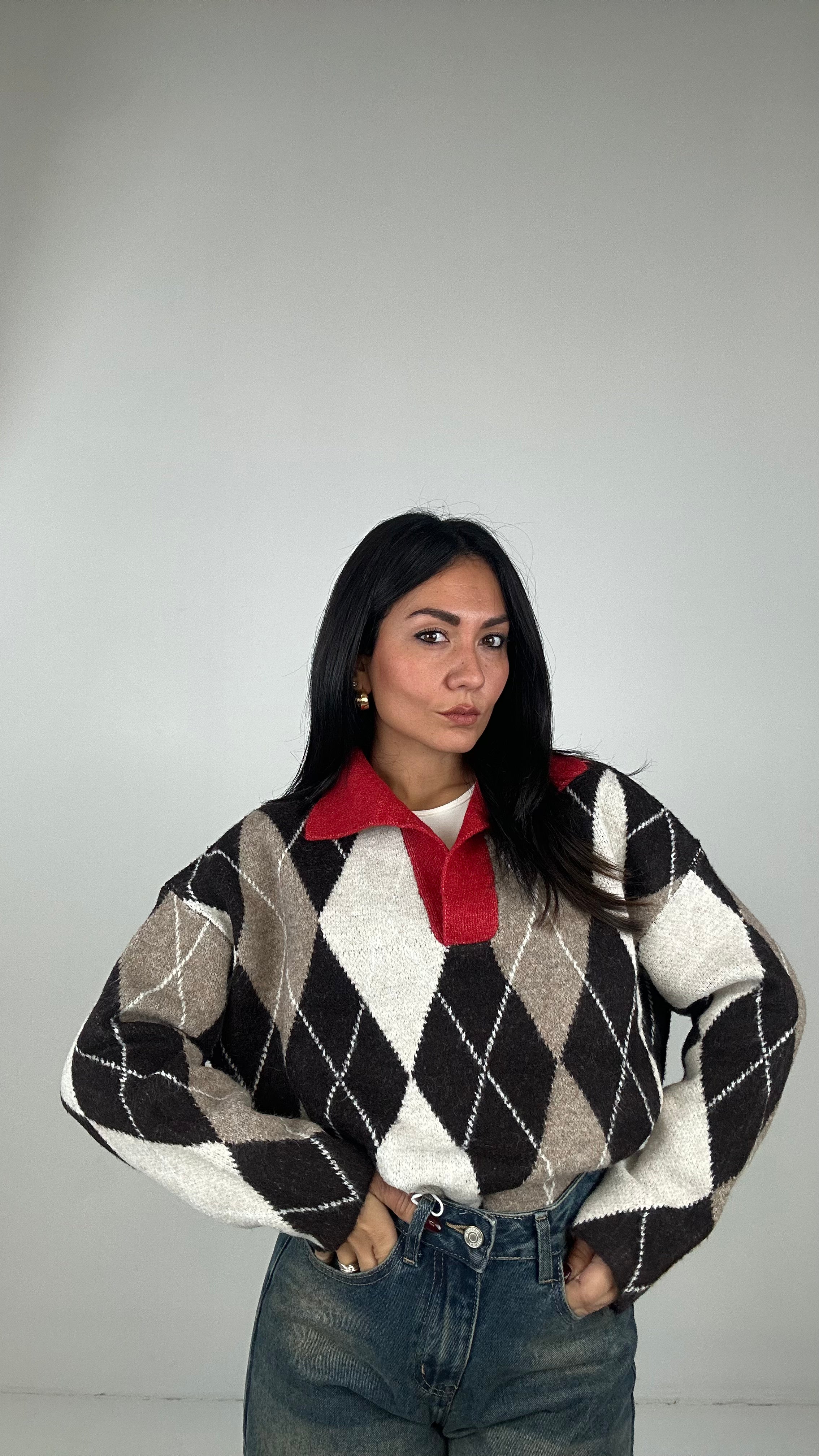Pull POLO ROMBI - MARRONE