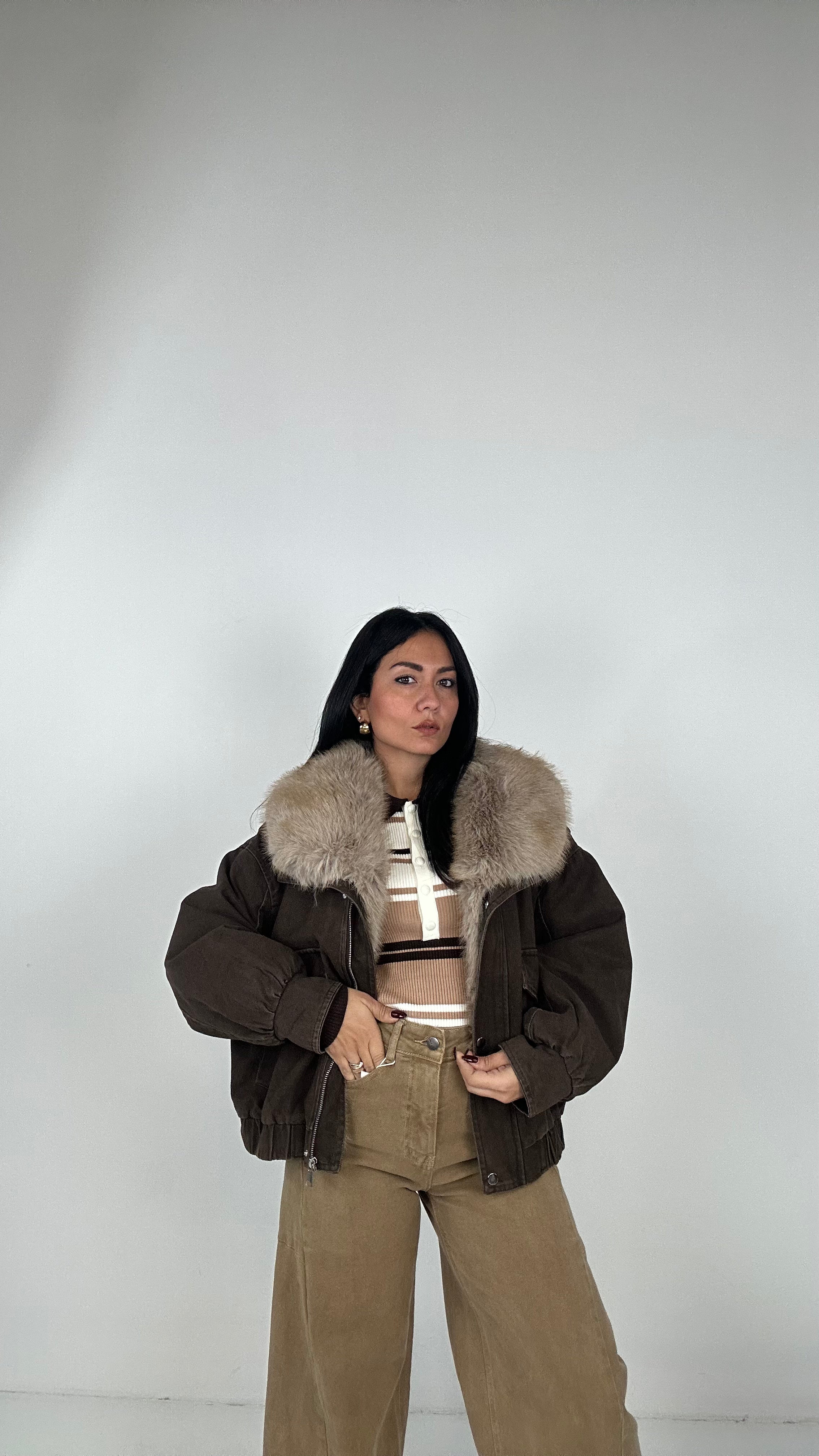 Bomber CON ECOPELLICCIA - MARRONE