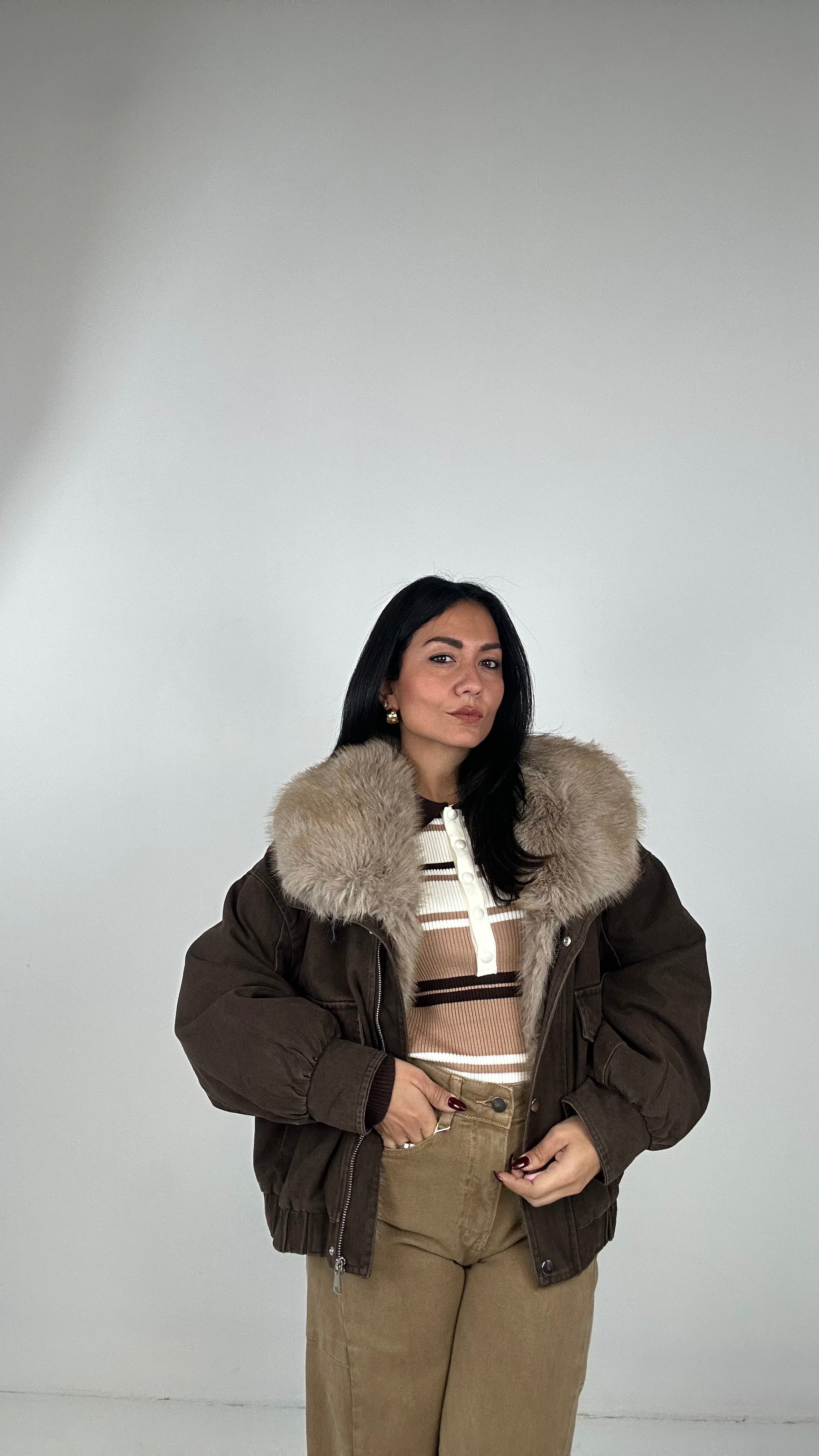Bomber CON ECOPELLICCIA - MARRONE