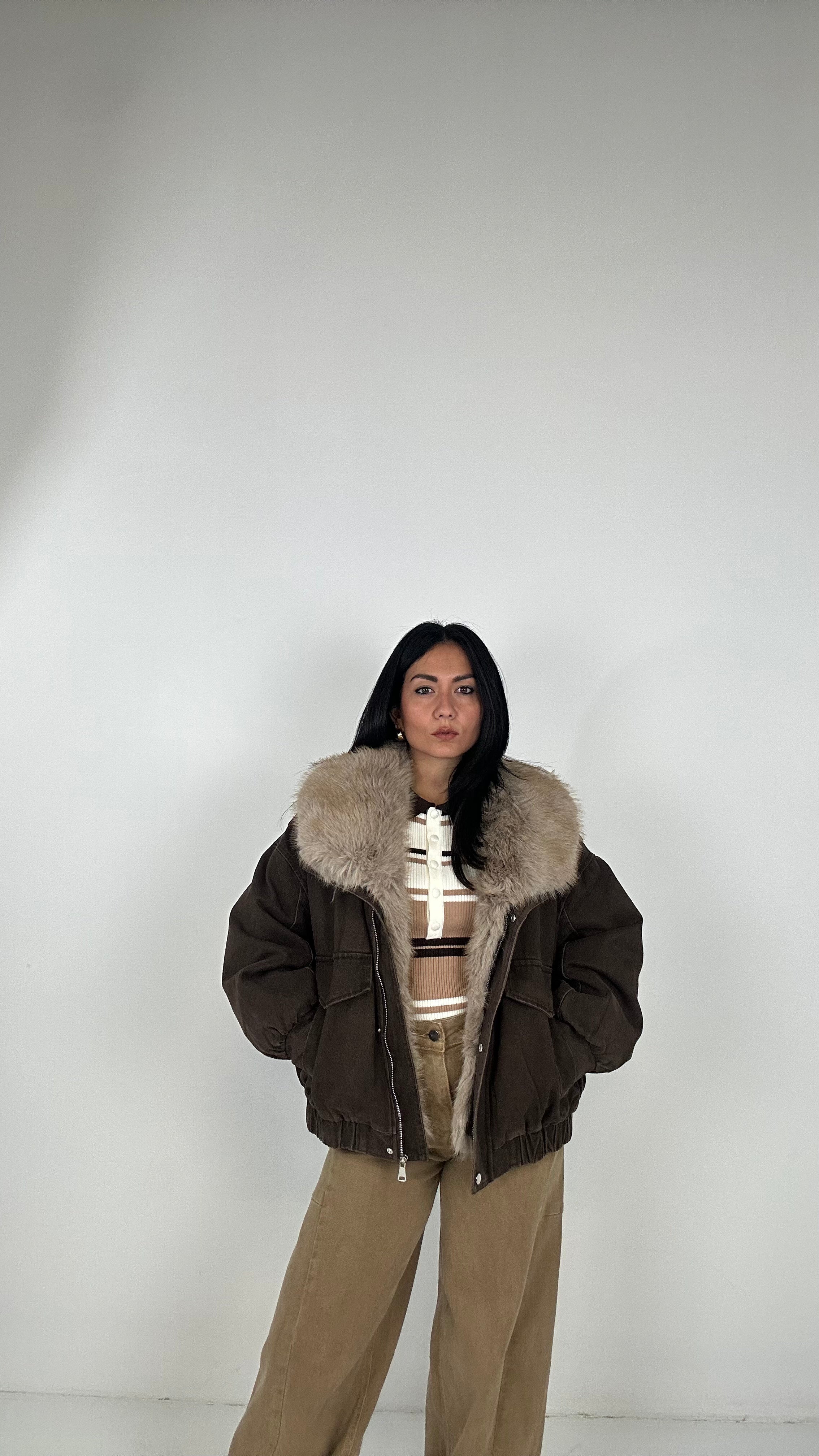 Bomber CON ECOPELLICCIA - MARRONE