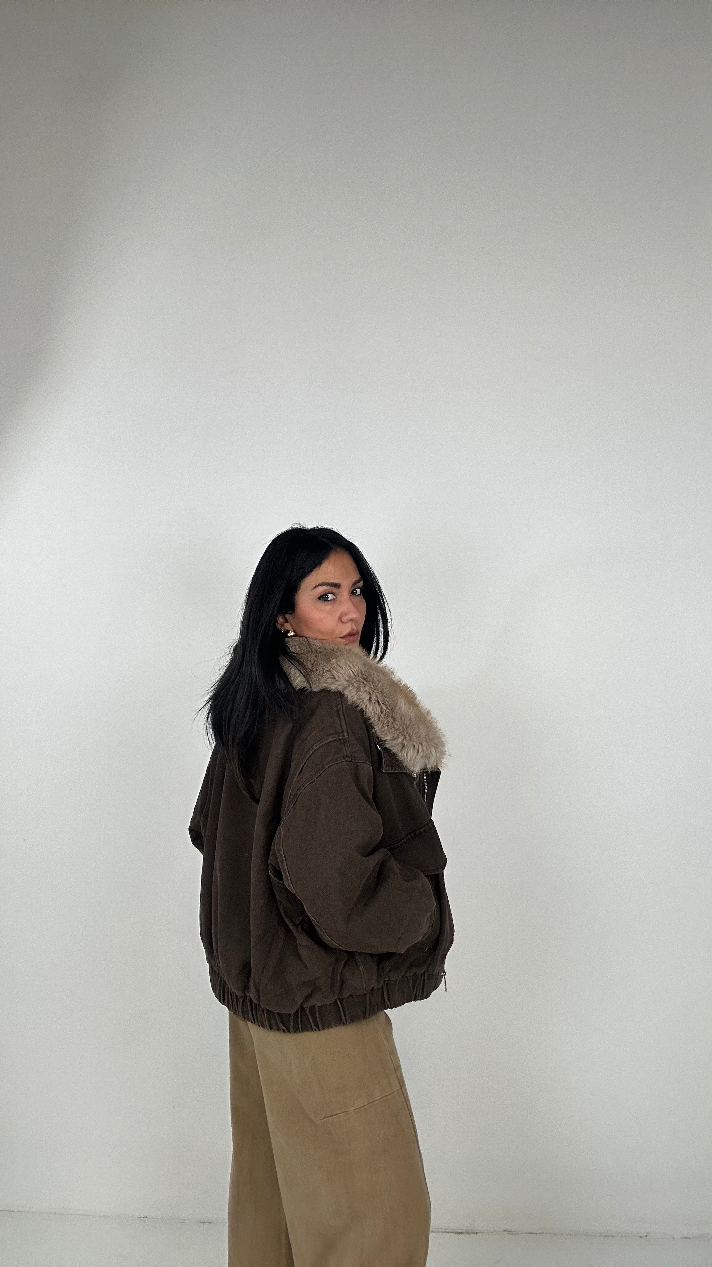 Bomber CON ECOPELLICCIA - MARRONE