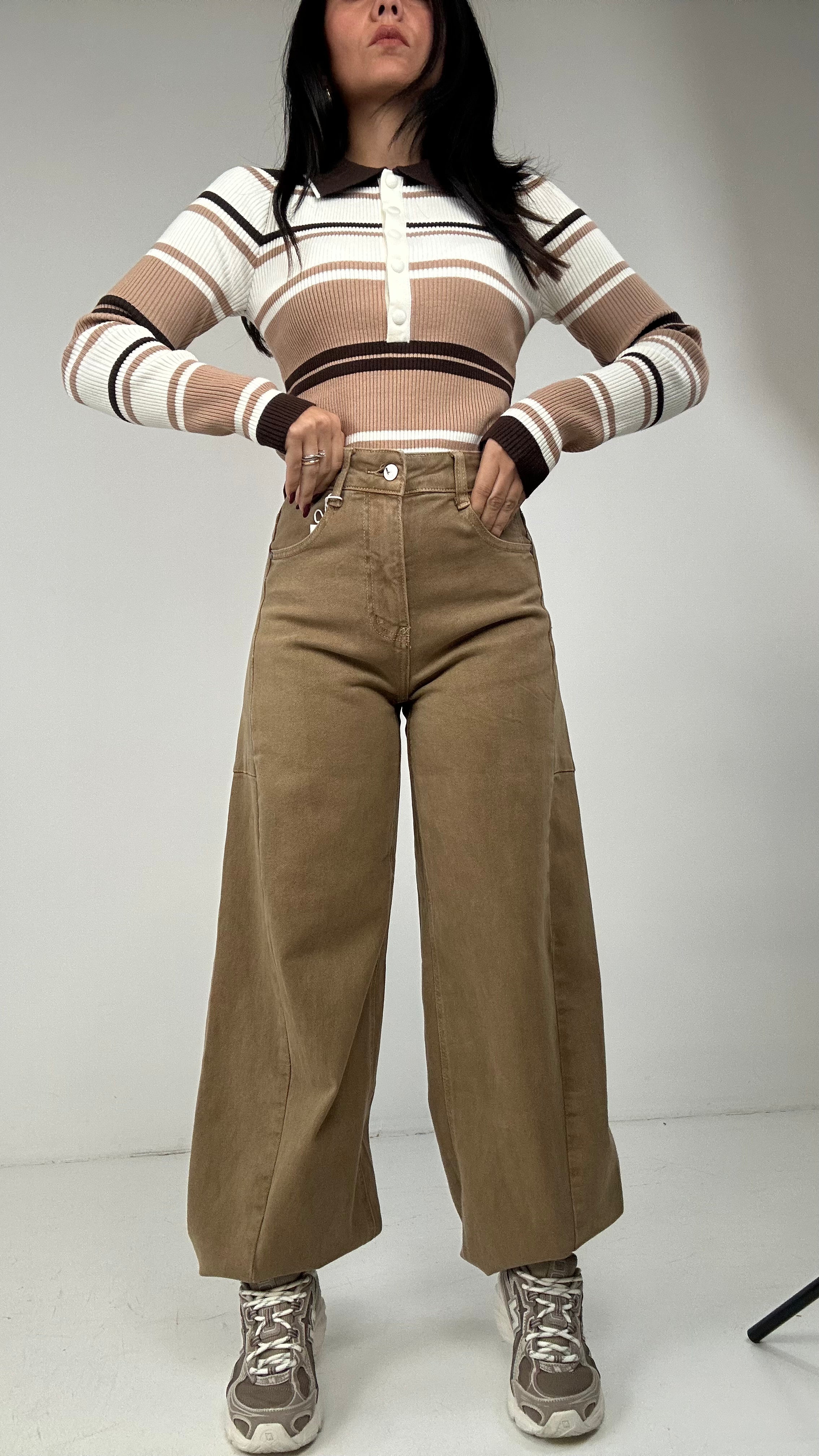 Jeans BALLOON ELASTICO SOTTO - BEIGE