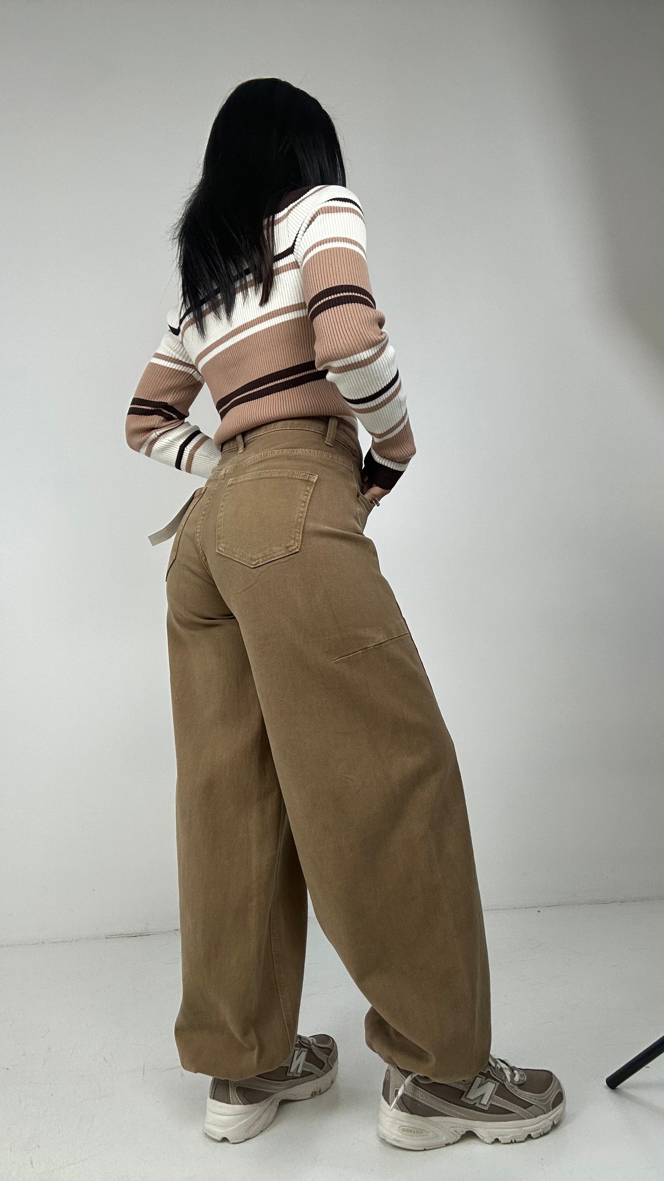 Jeans BALLOON ELASTICO SOTTO - BEIGE