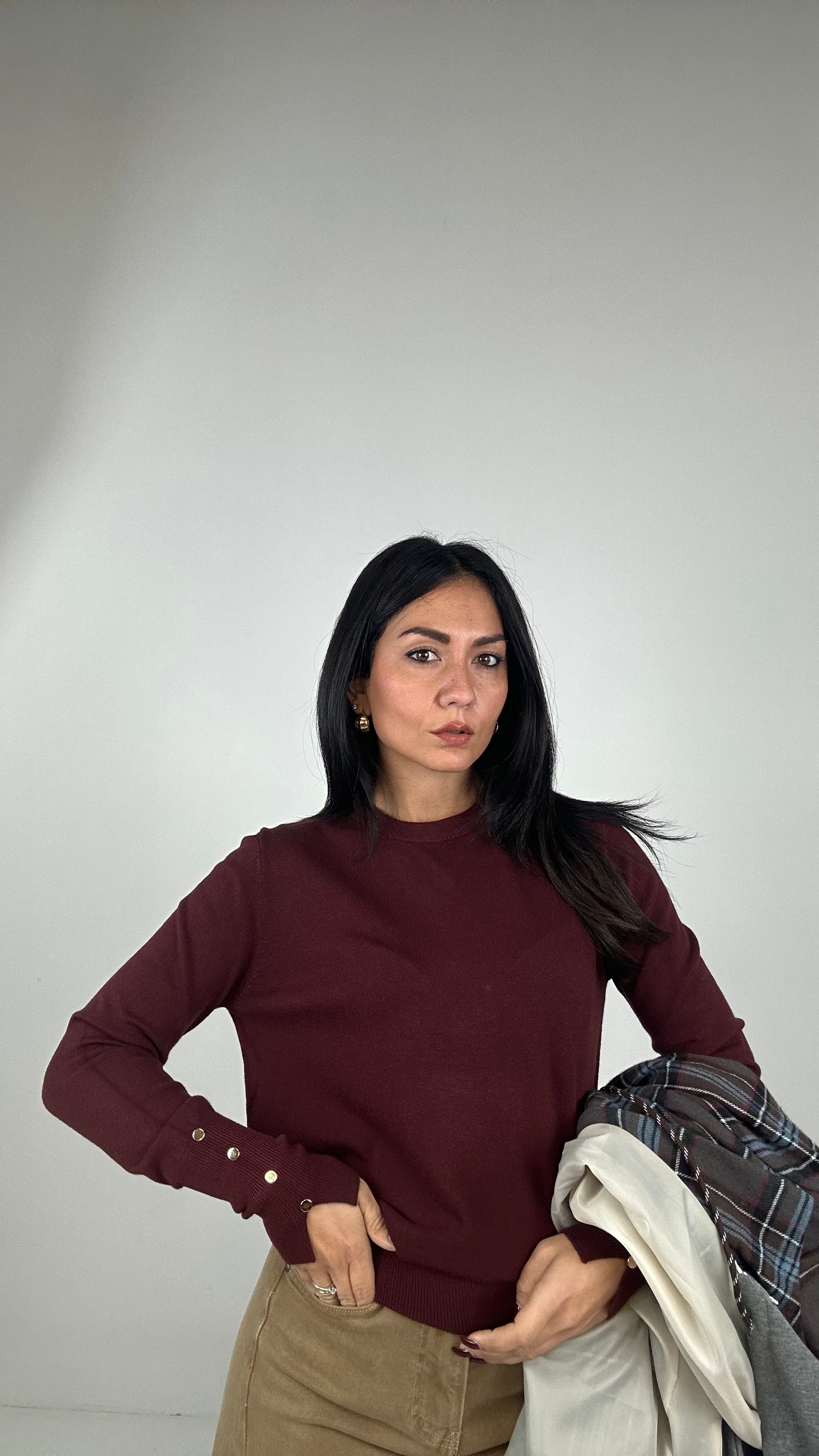 Pull BOTTONCINO PESANTE - BORDEAUX