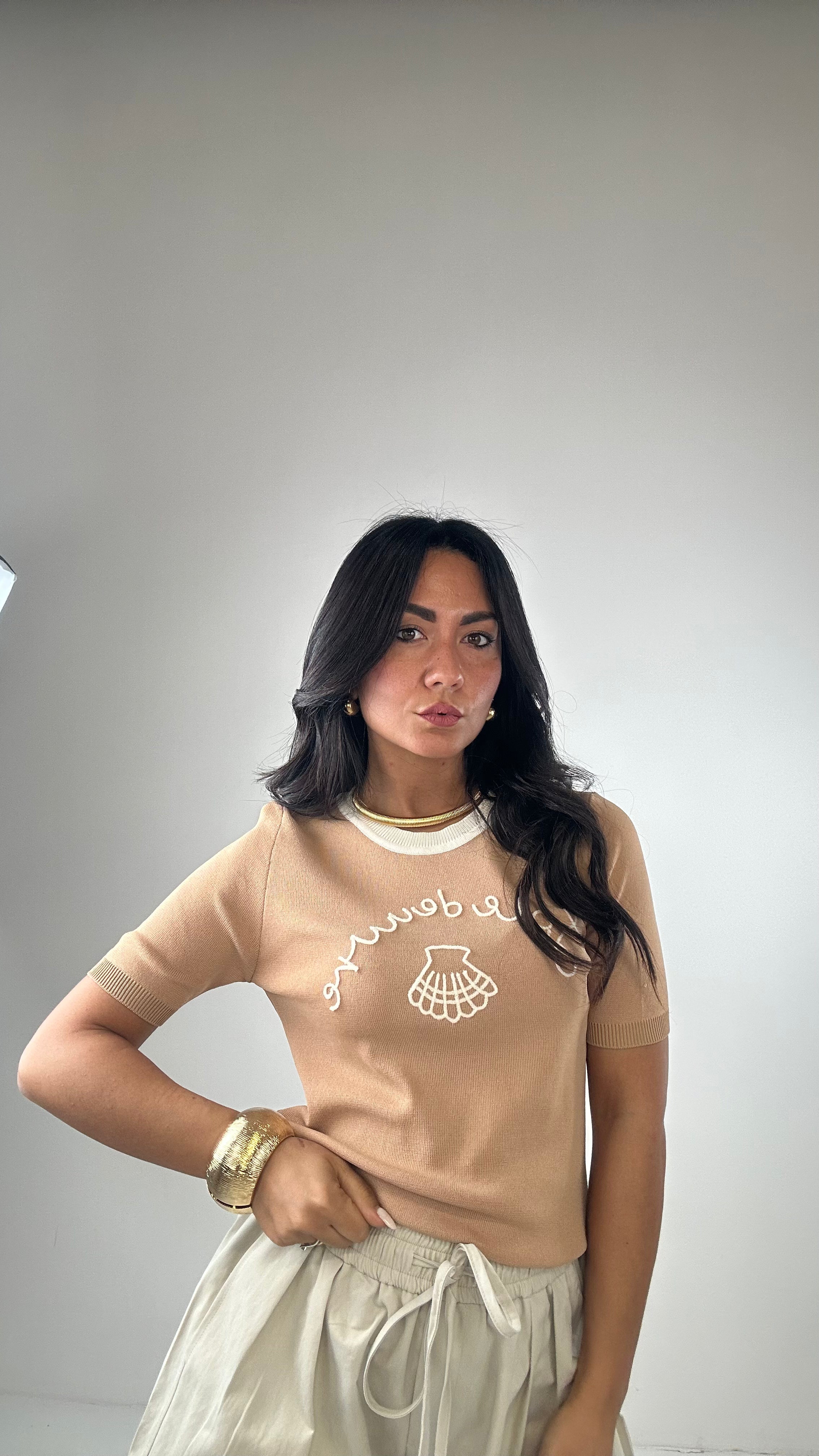 Maglia LOVE CONCHIGLIA - CAMMELLO