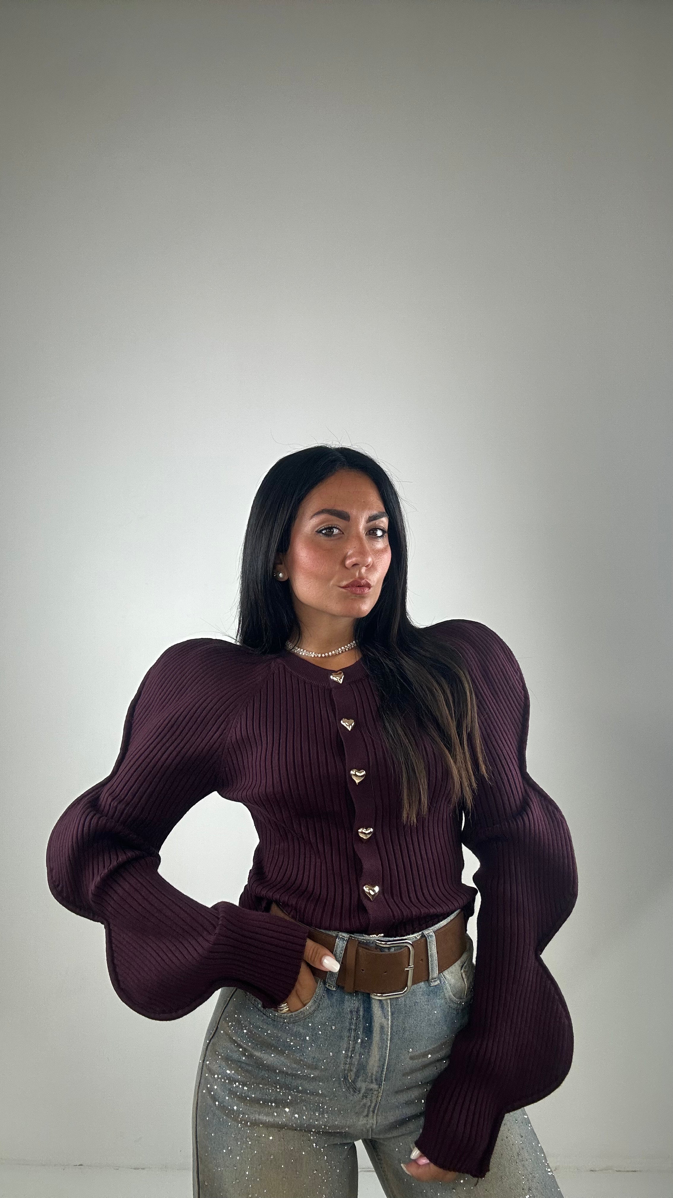 cardigan ONDA E CUORICINI - BORDEAUX