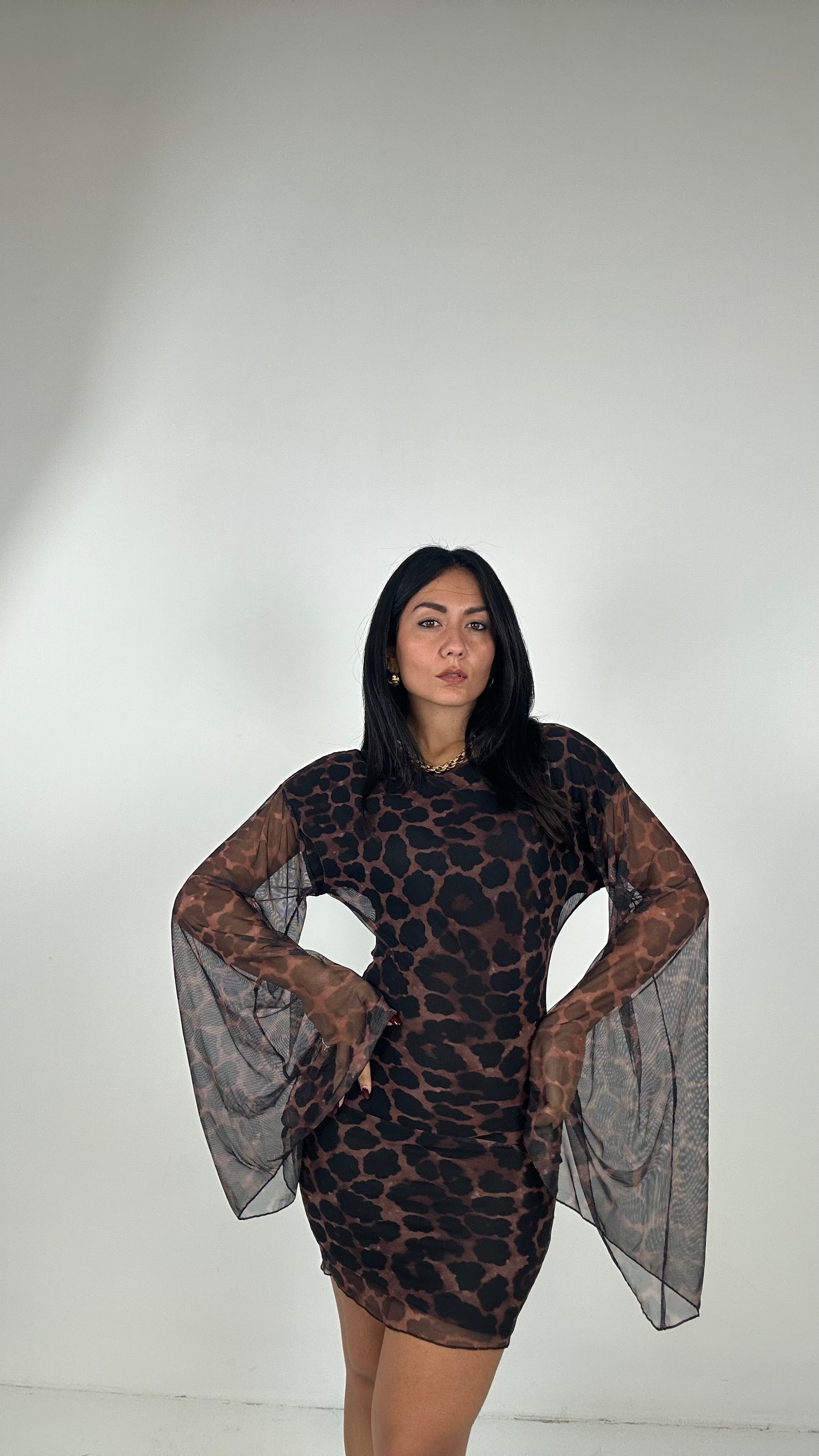 Vestito VELO FANTASY - MARRONE
