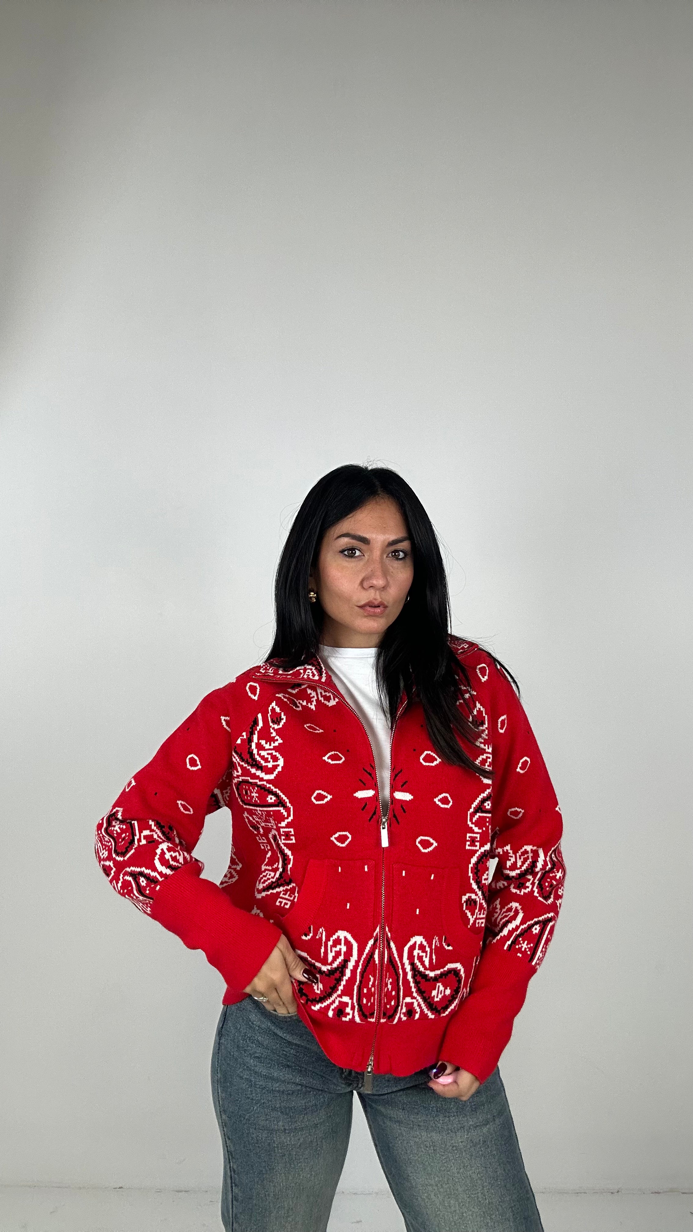 Cardigan BANDANA - ROSSO
