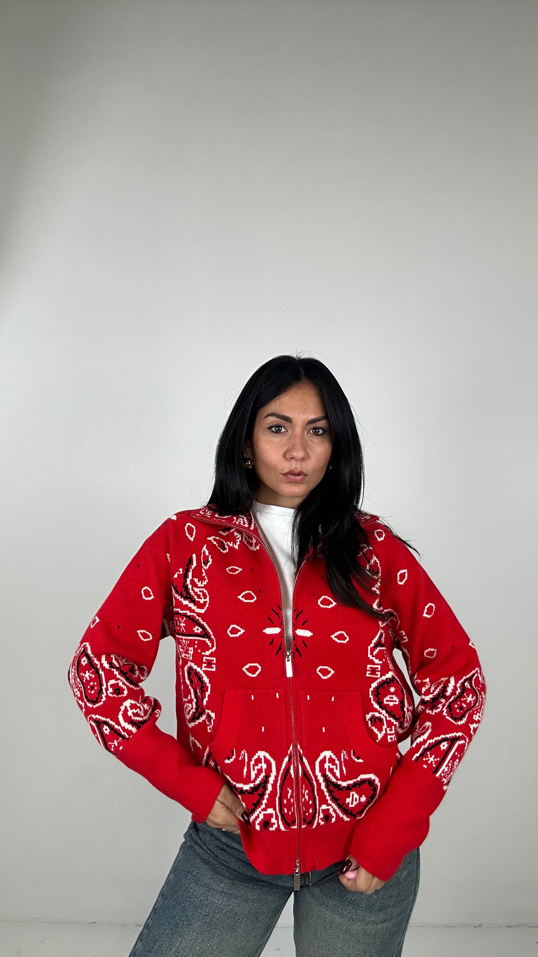 Cardigan BANDANA - ROSSO