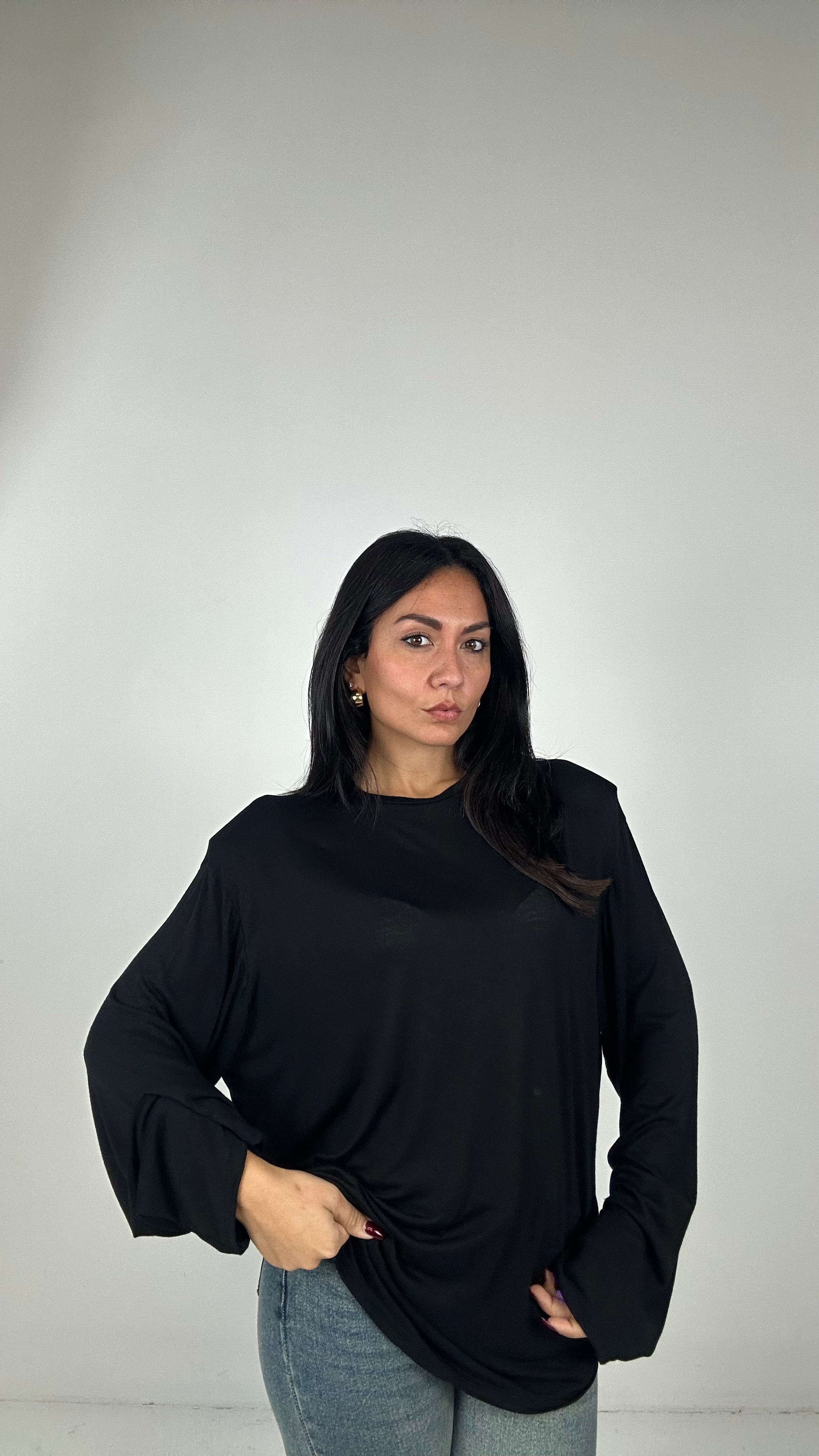 Maglia SPALLINA MANICA LARGA - NERO