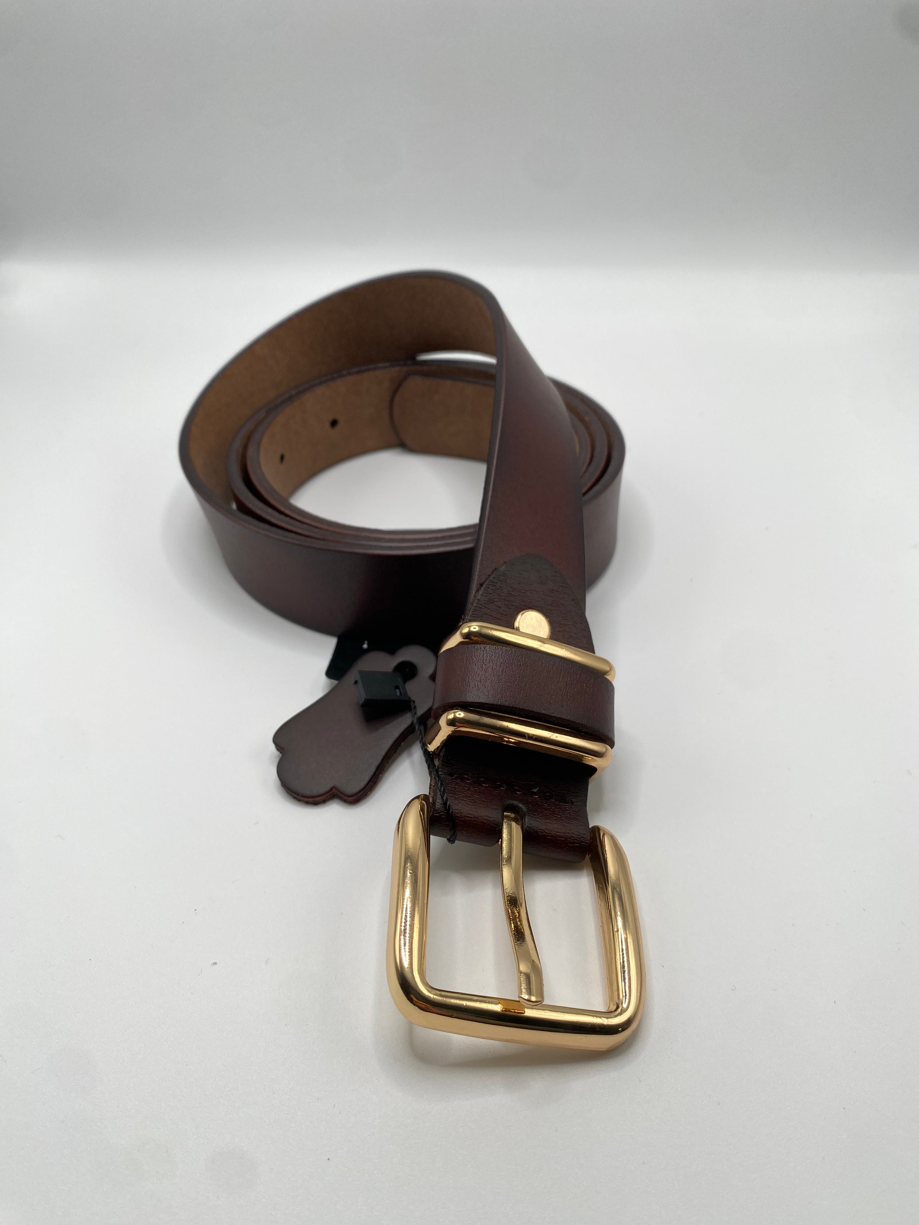 Cintura QUADRATA VERA PELLE - MARRONE