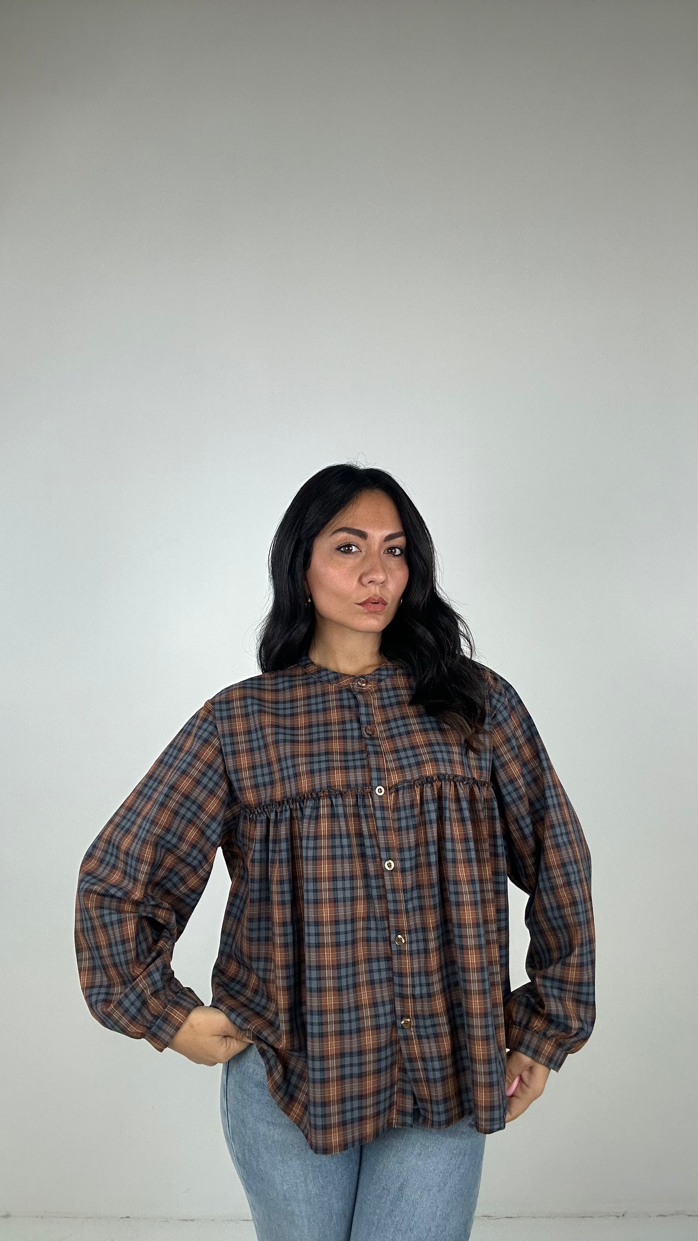 Blusa QUADRI VOLANT - BLU