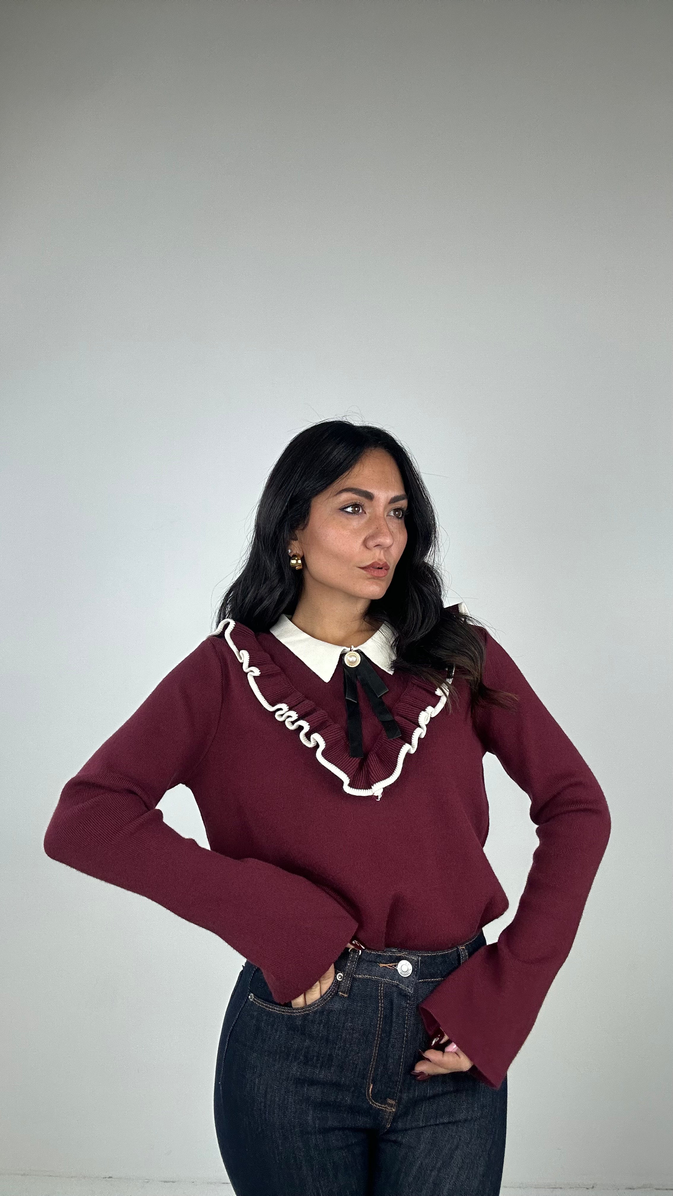 Pull COLLETTO E SPILLA - BORDEAUX