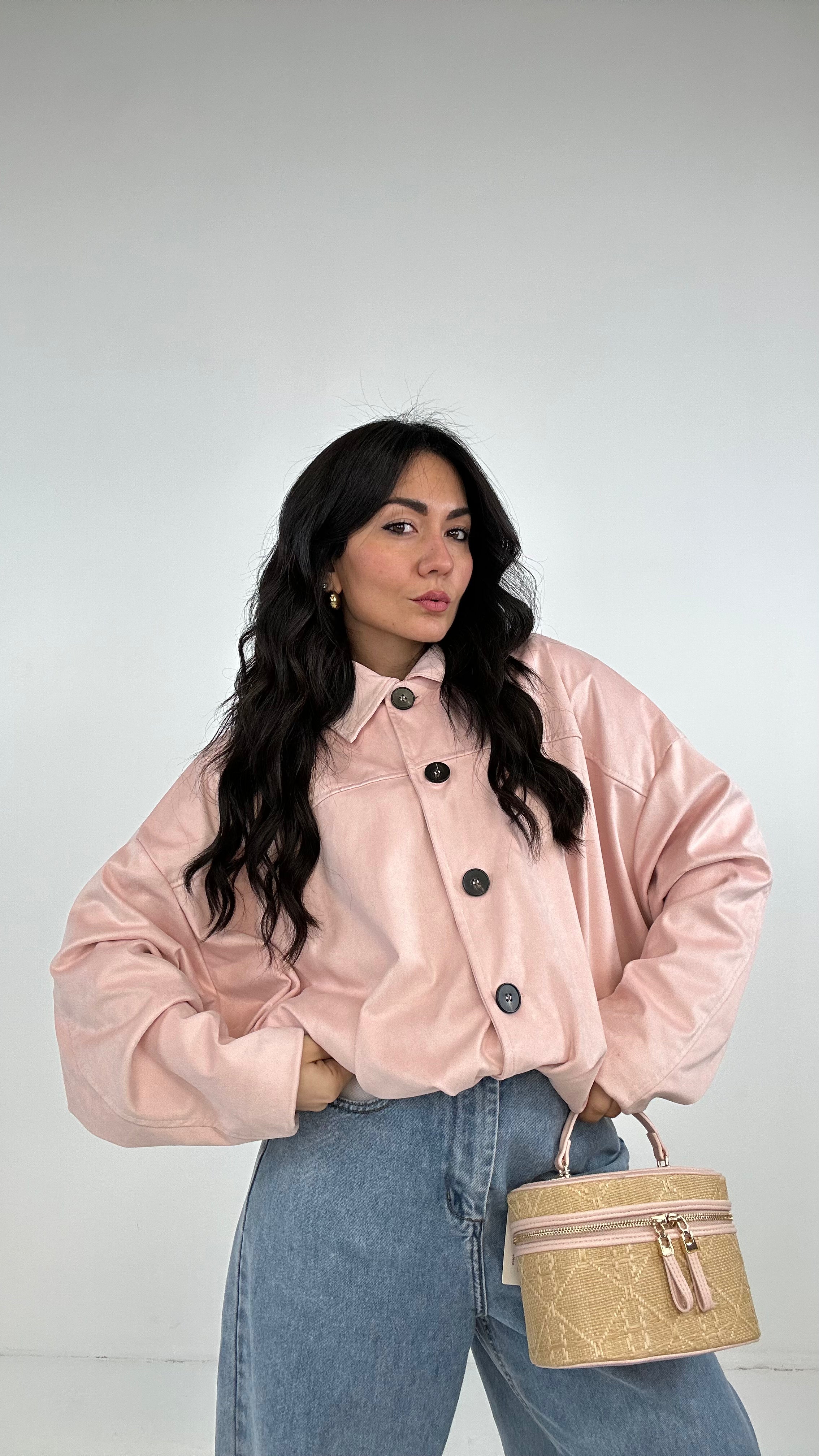 Giubbino ARRICCIATO IN ECOCAMOSCIO - ROSA