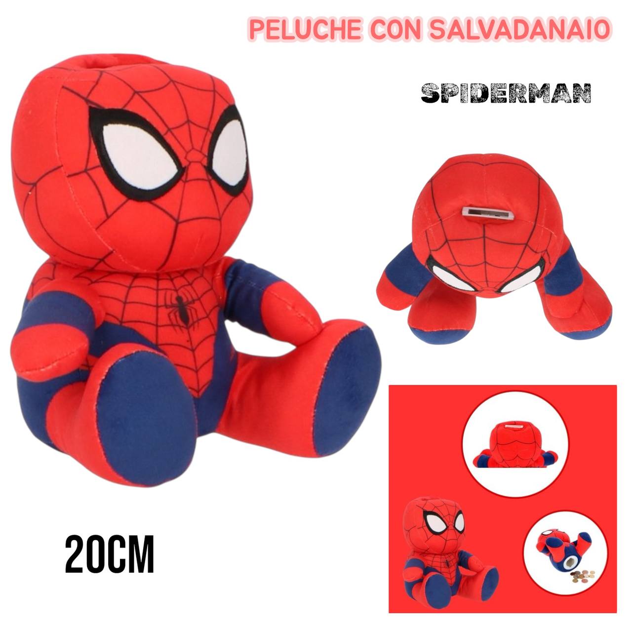Peluche SALVADANAIO 20CM - ROSSO