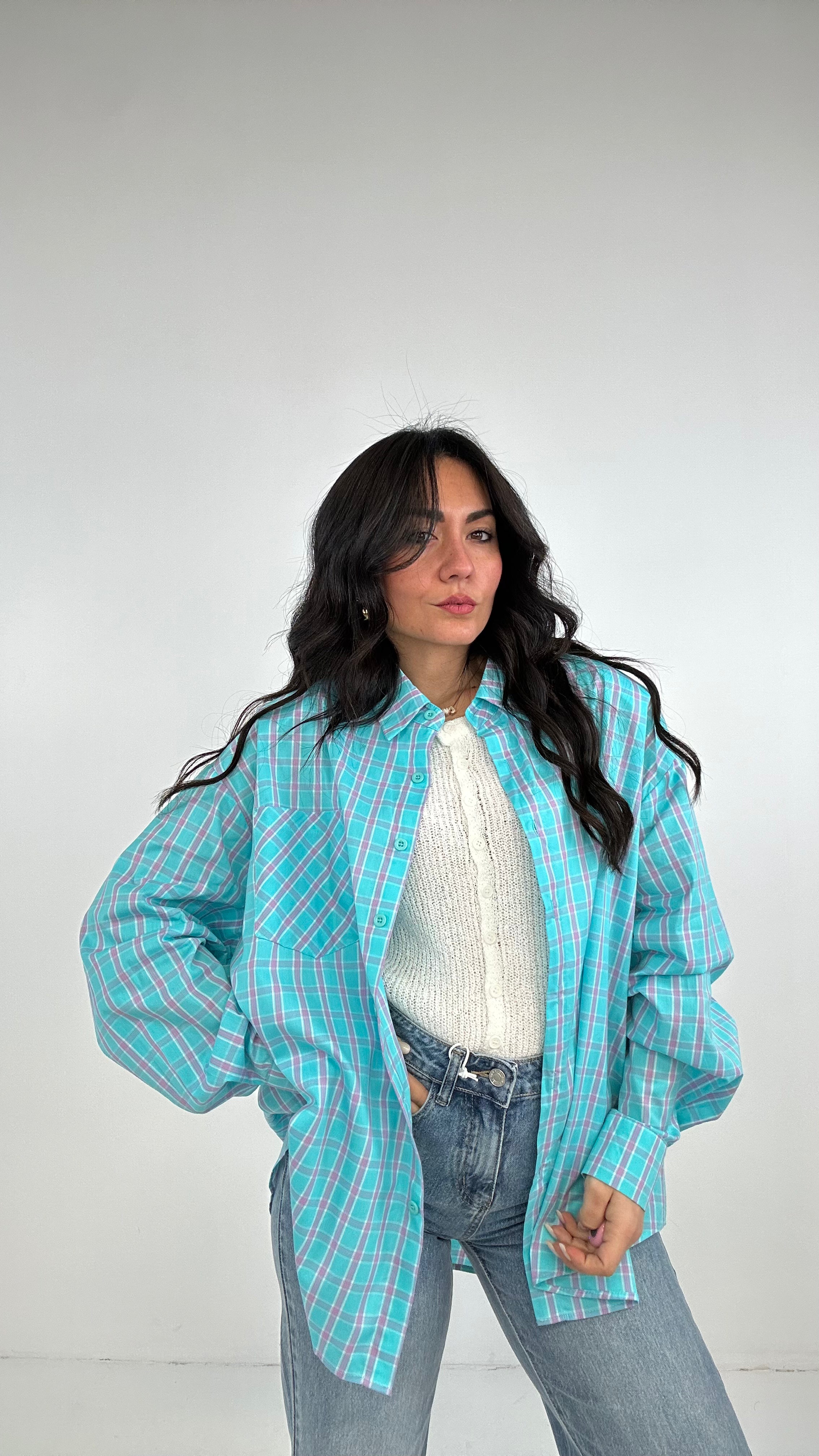 Camicia SPALLINA A QUADRI - AZZURRO