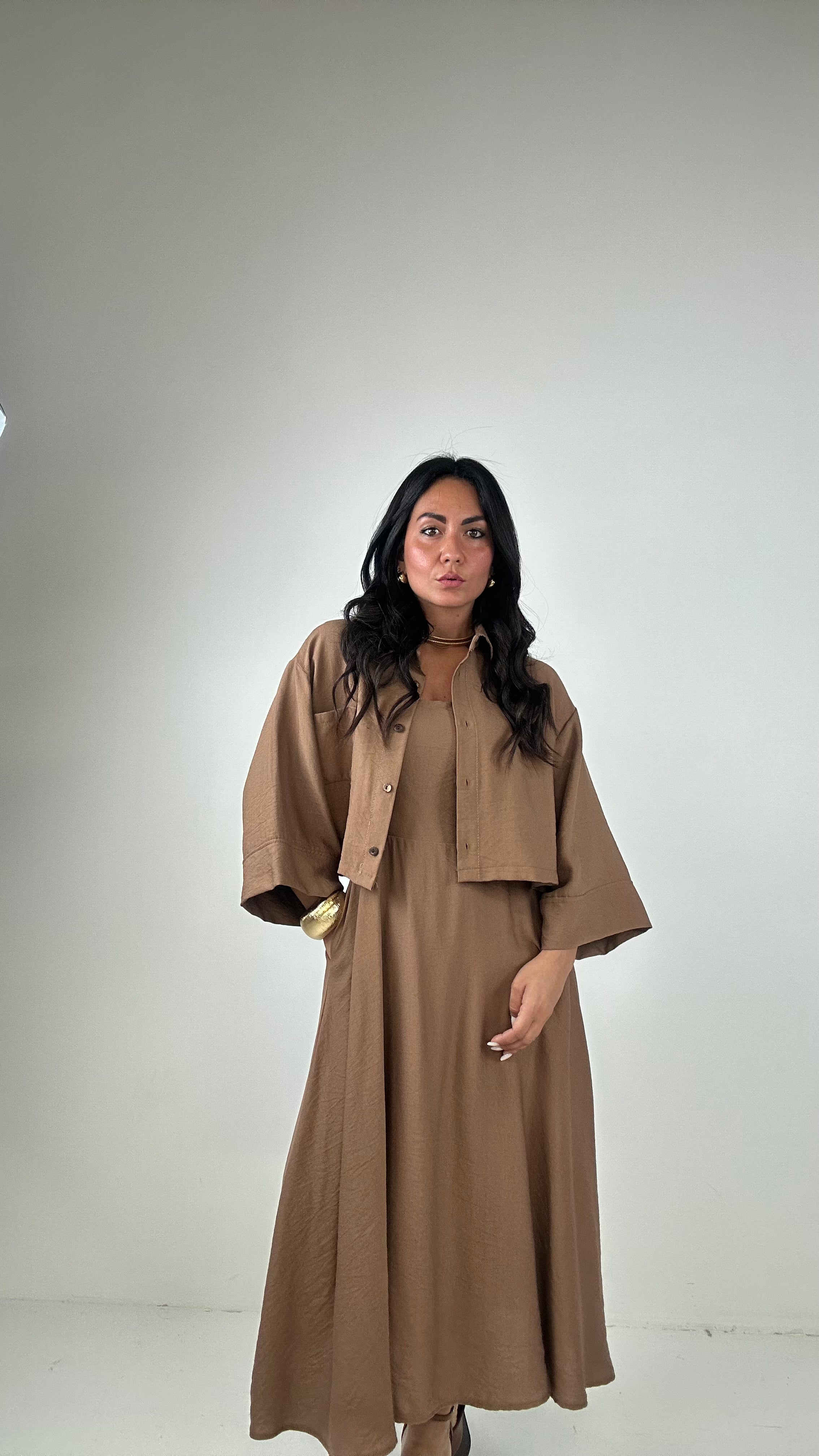 Vestito CON CAMICIA CROP - CAMMELLO
