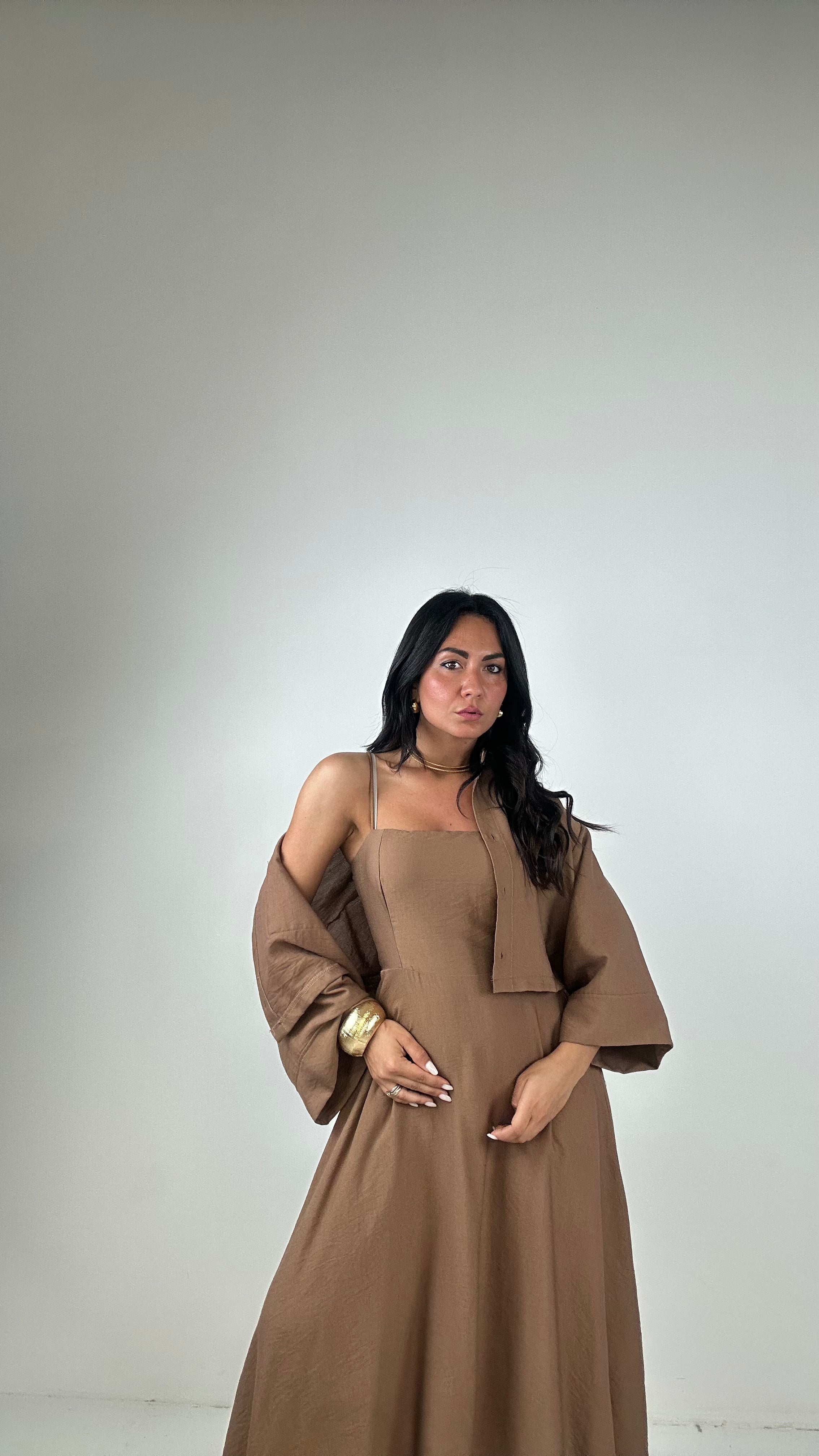 Vestito CON CAMICIA CROP - CAMMELLO