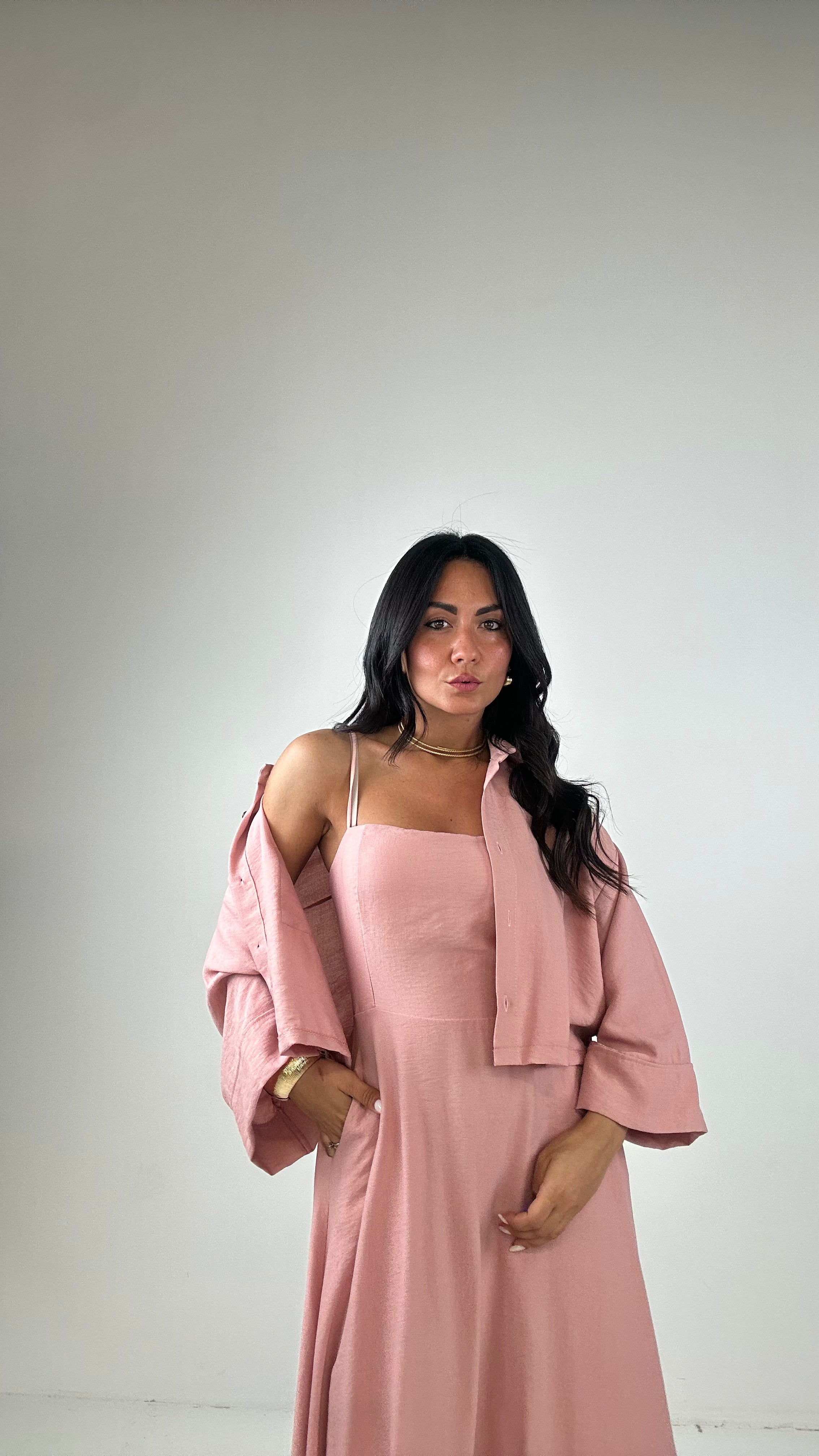 Vestito CON CAMICIA CROP - ROSA