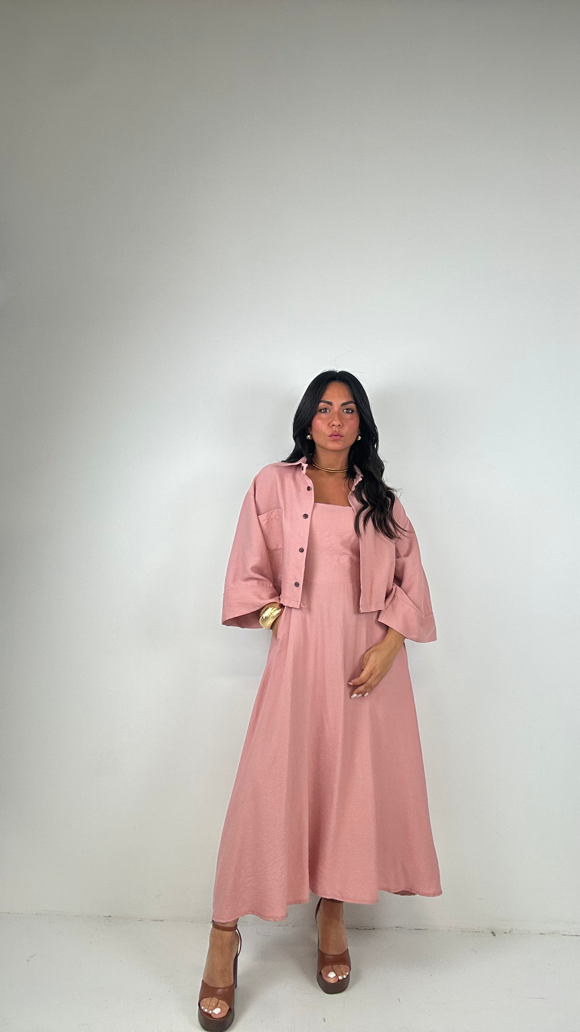 Vestito CON CAMICIA CROP - ROSA