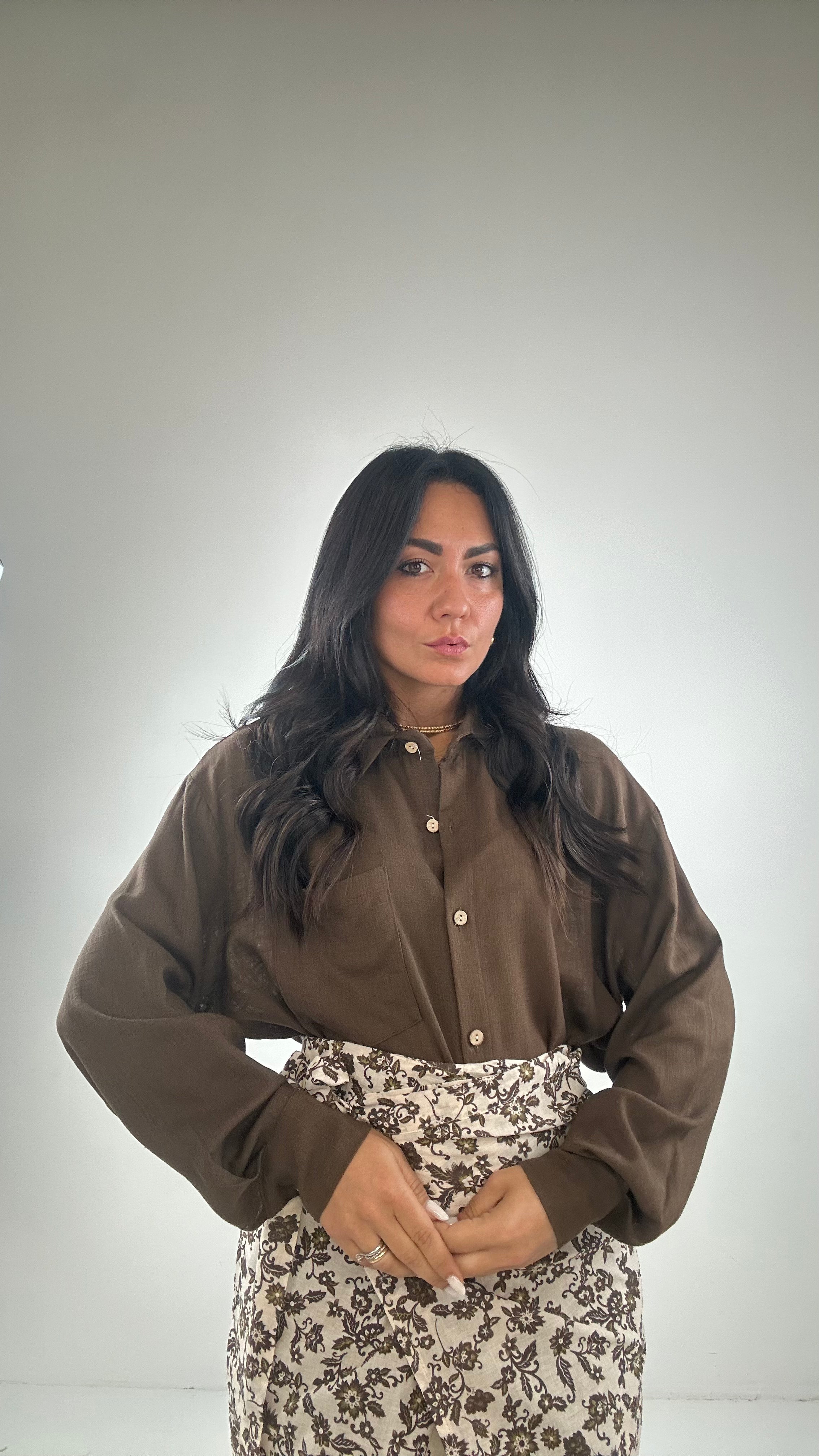Camicia LINO - MARRONE