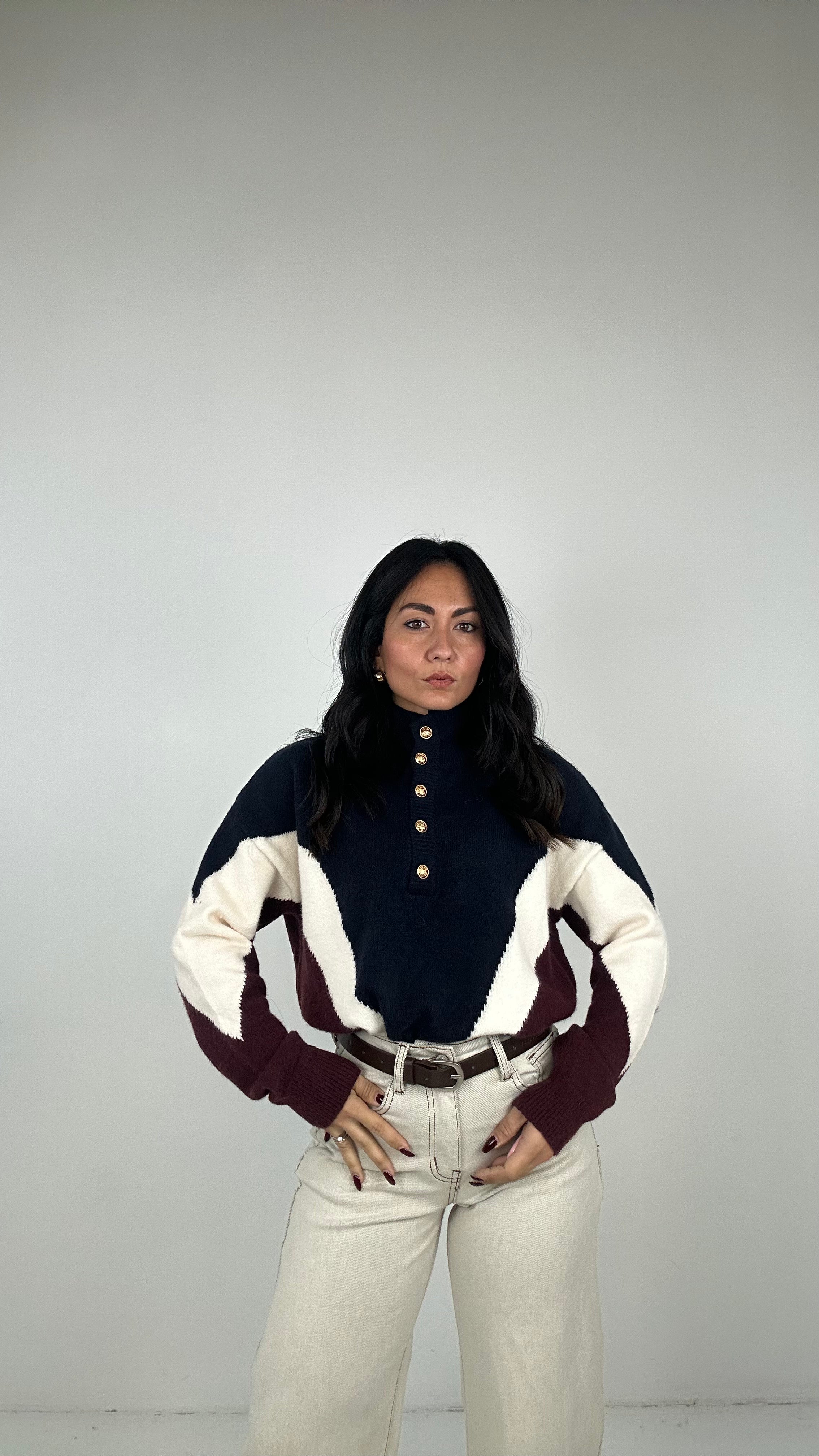 Pull BOTTONCINI TRICOLOR - BLU