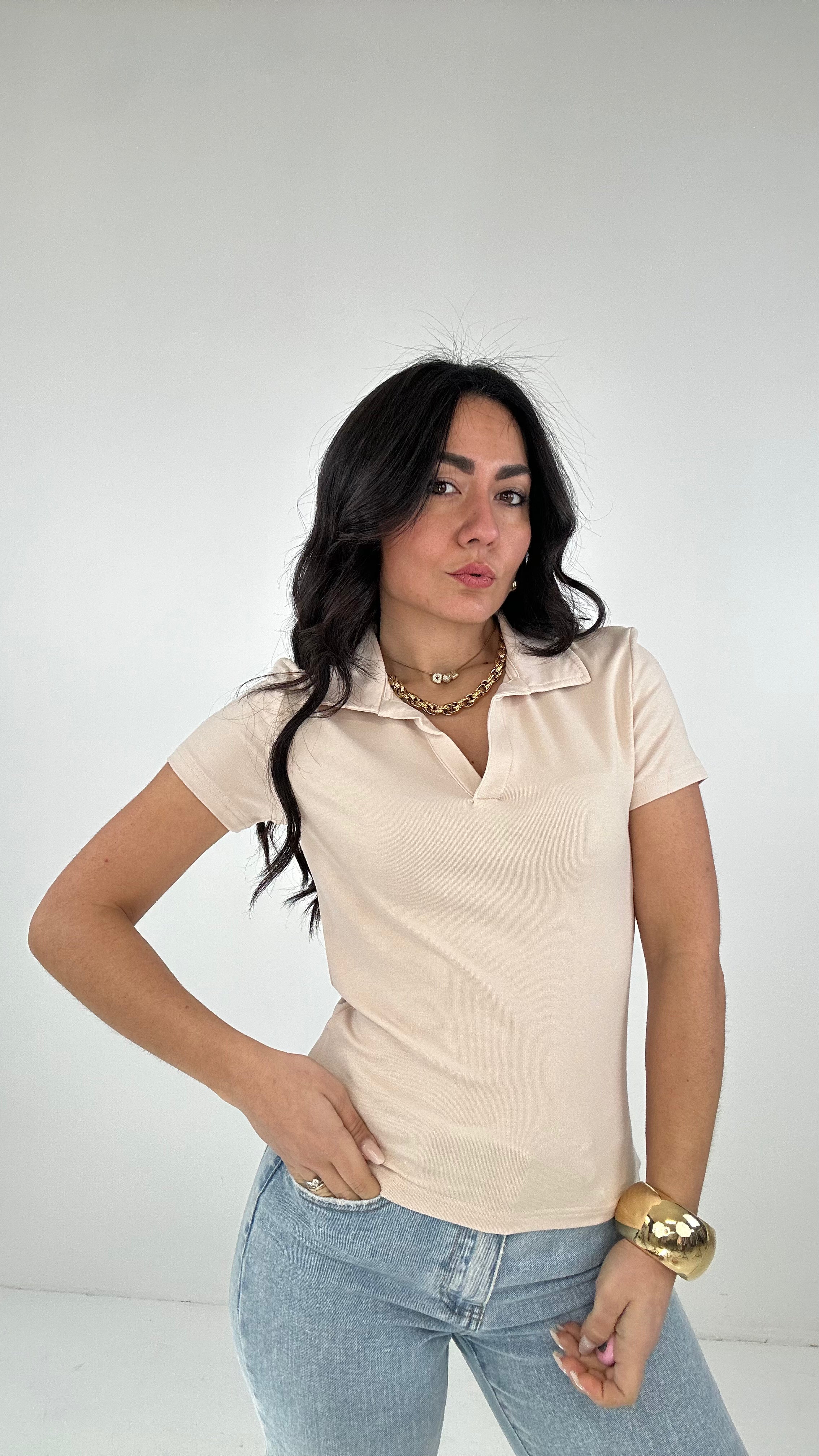 T-shirt POLO BASIC - BEIGE