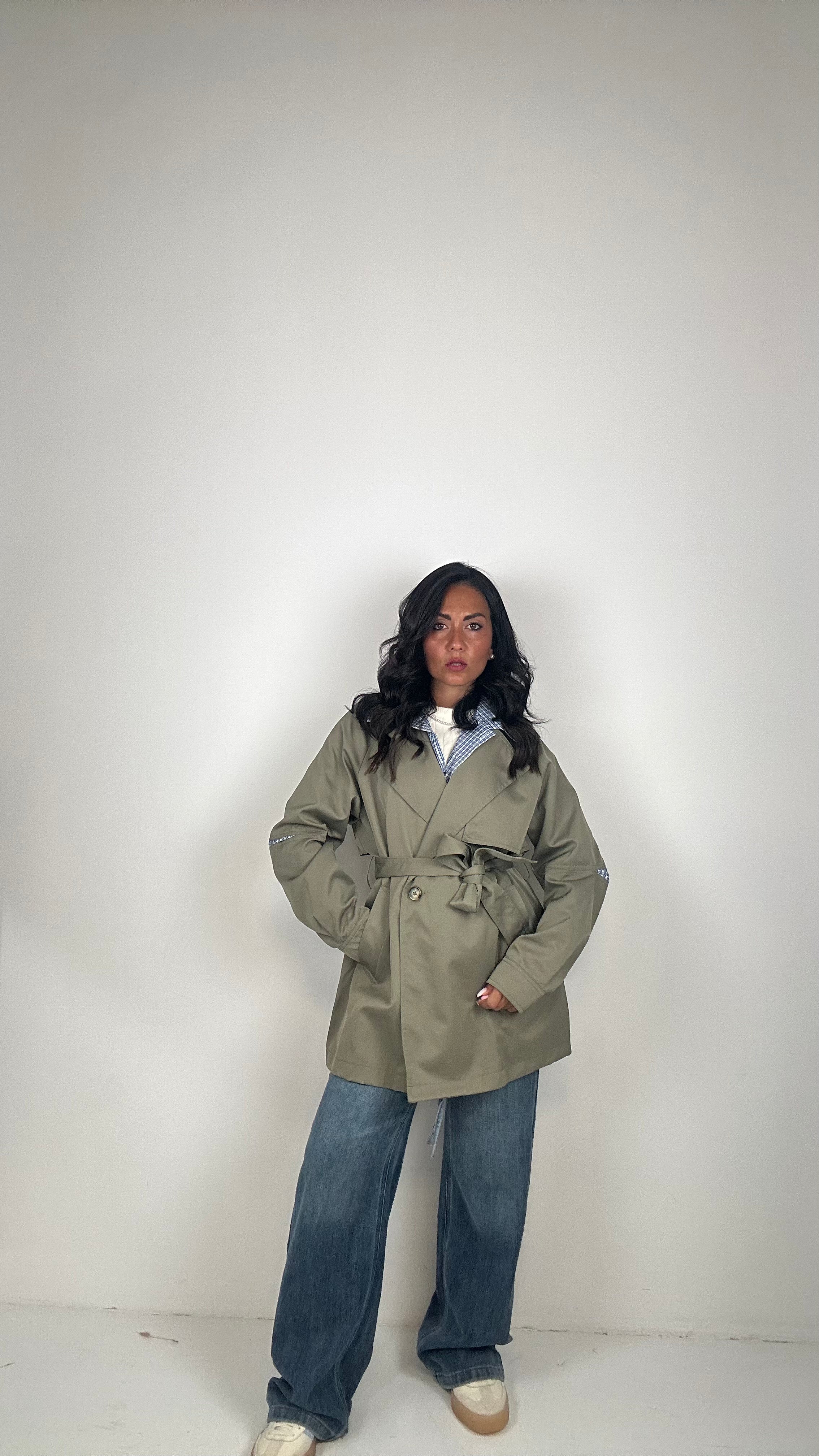 Trench FINTA CAMICIA - VERDE MILITARE