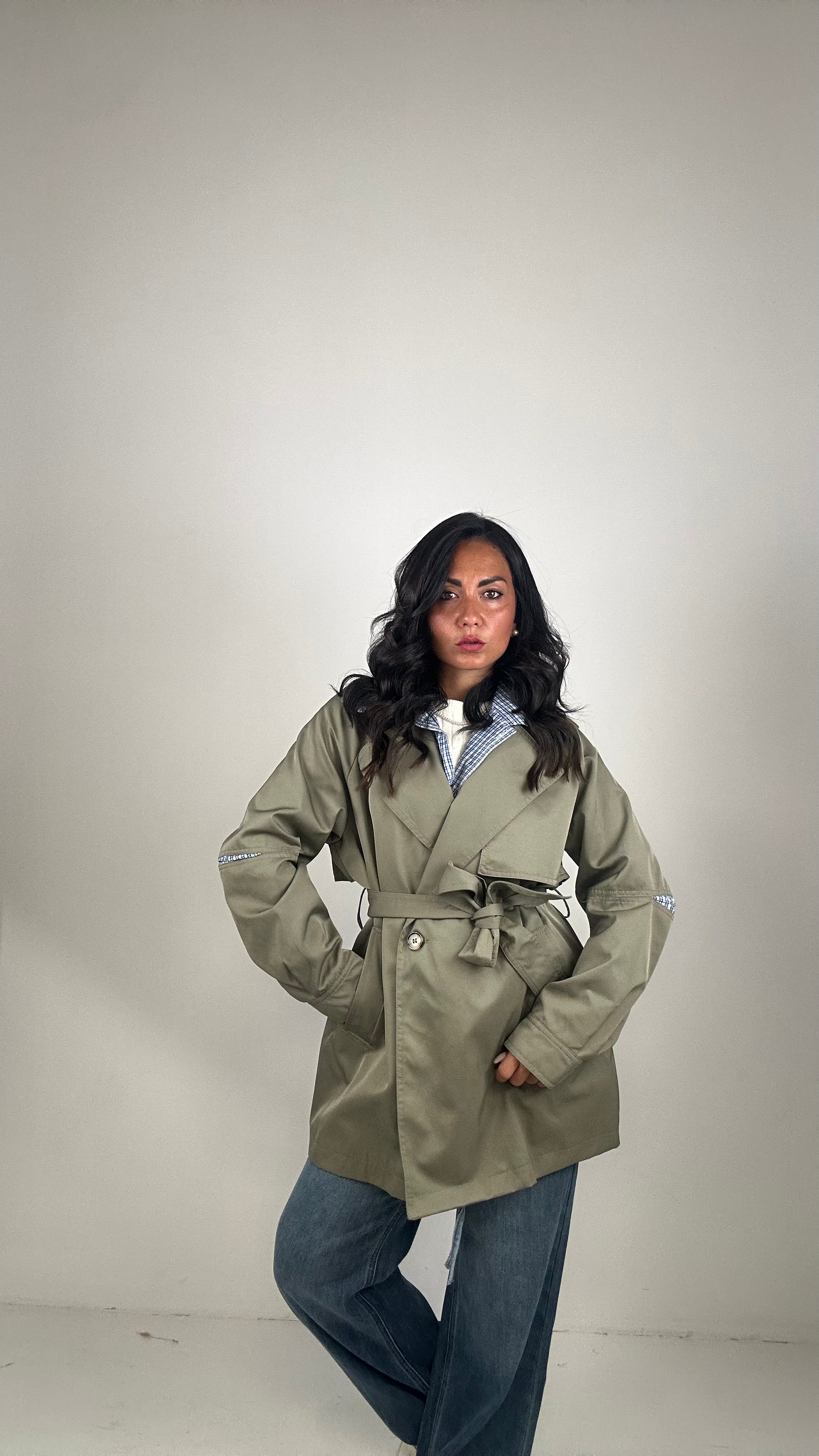 Trench FINTA CAMICIA - VERDE MILITARE