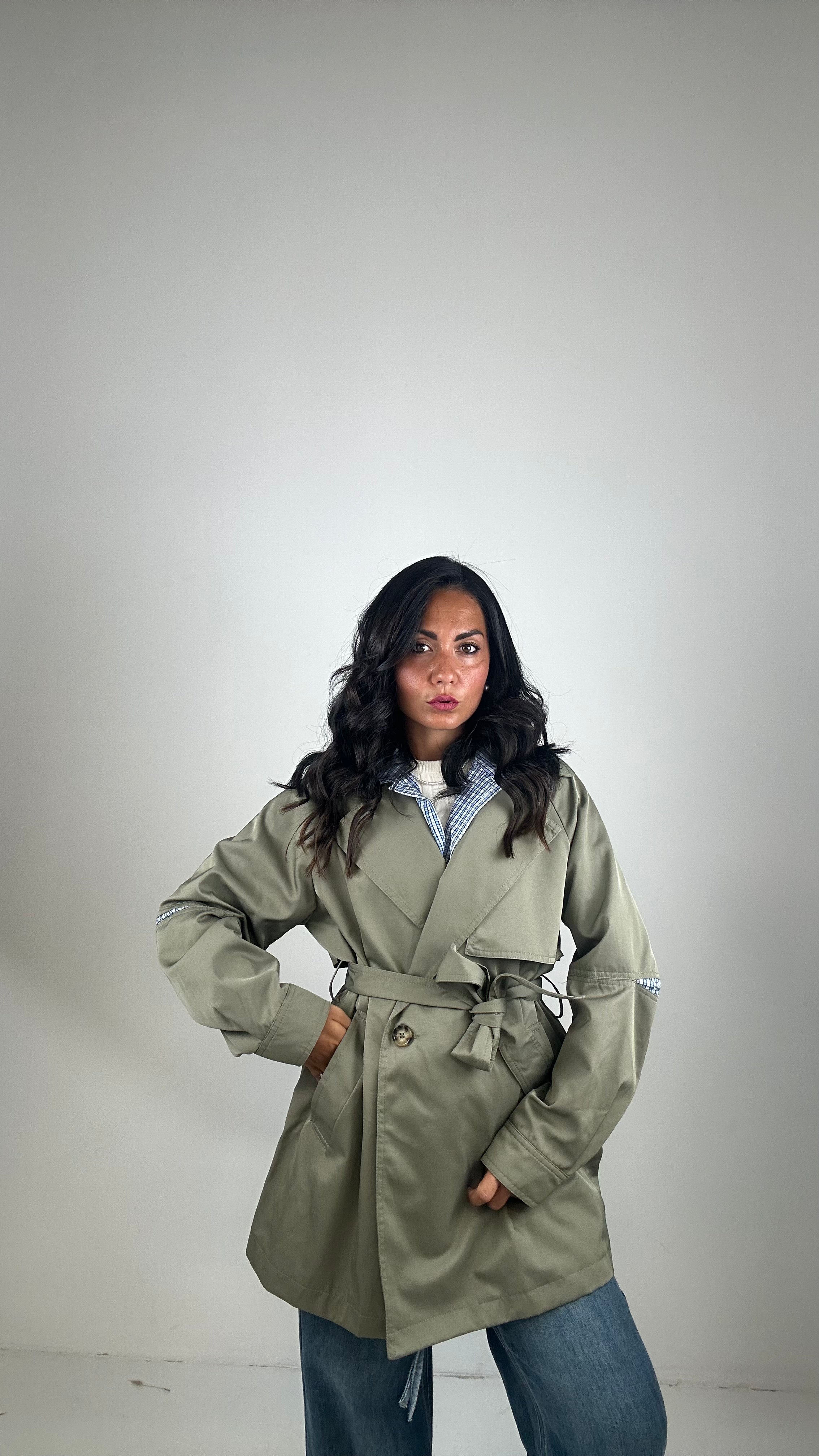 Trench FINTA CAMICIA - VERDE MILITARE