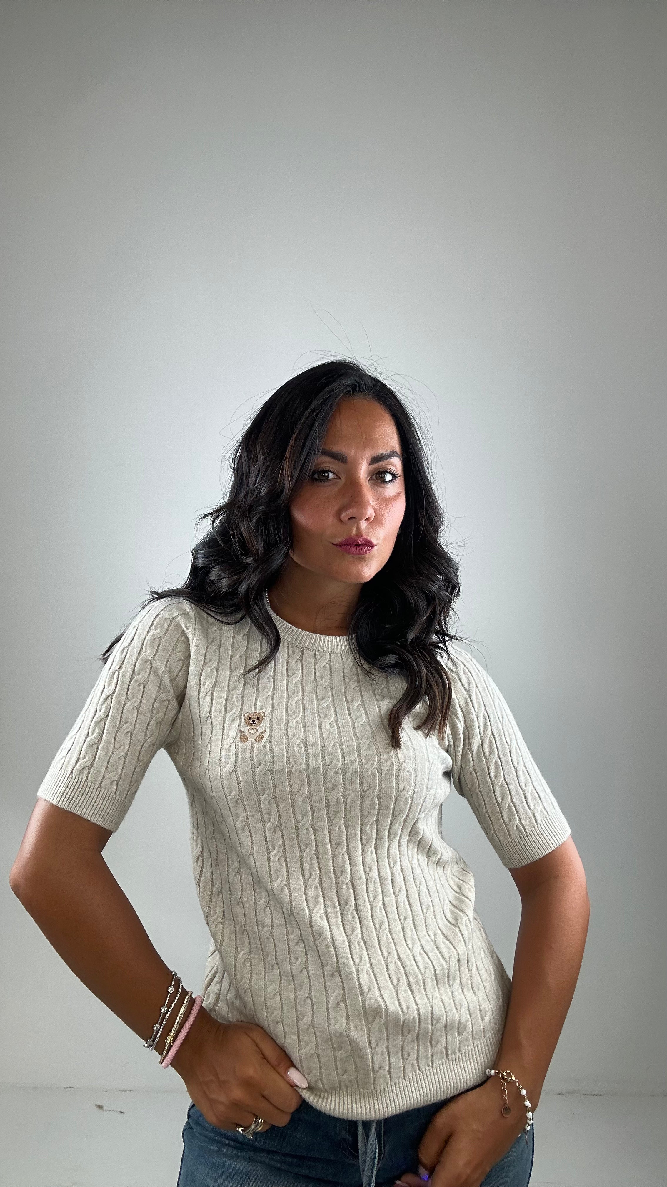 Pull ORSETTO TRECCE - BEIGE