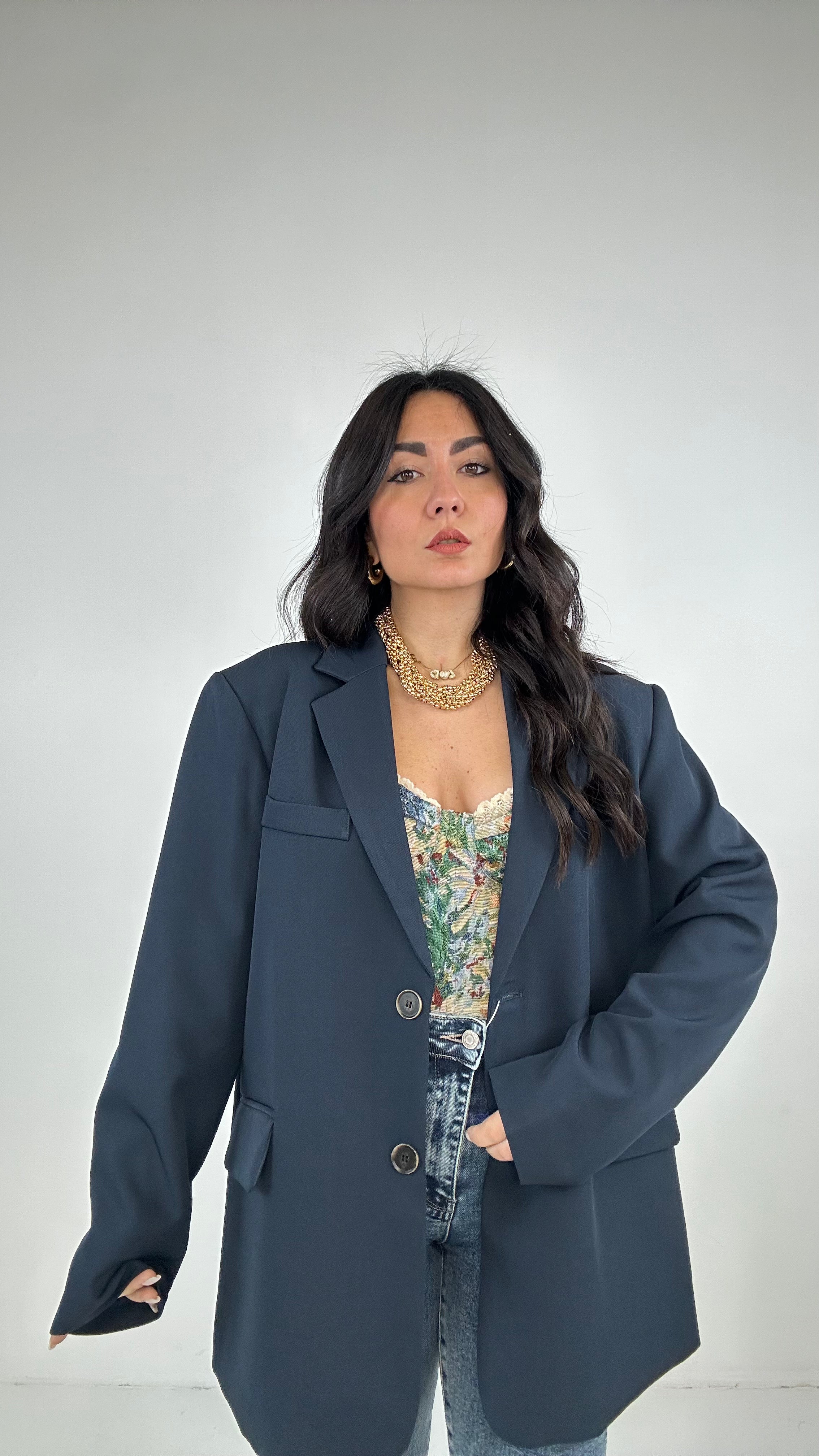 Blazer OVER TOP APERTURA - BLU
