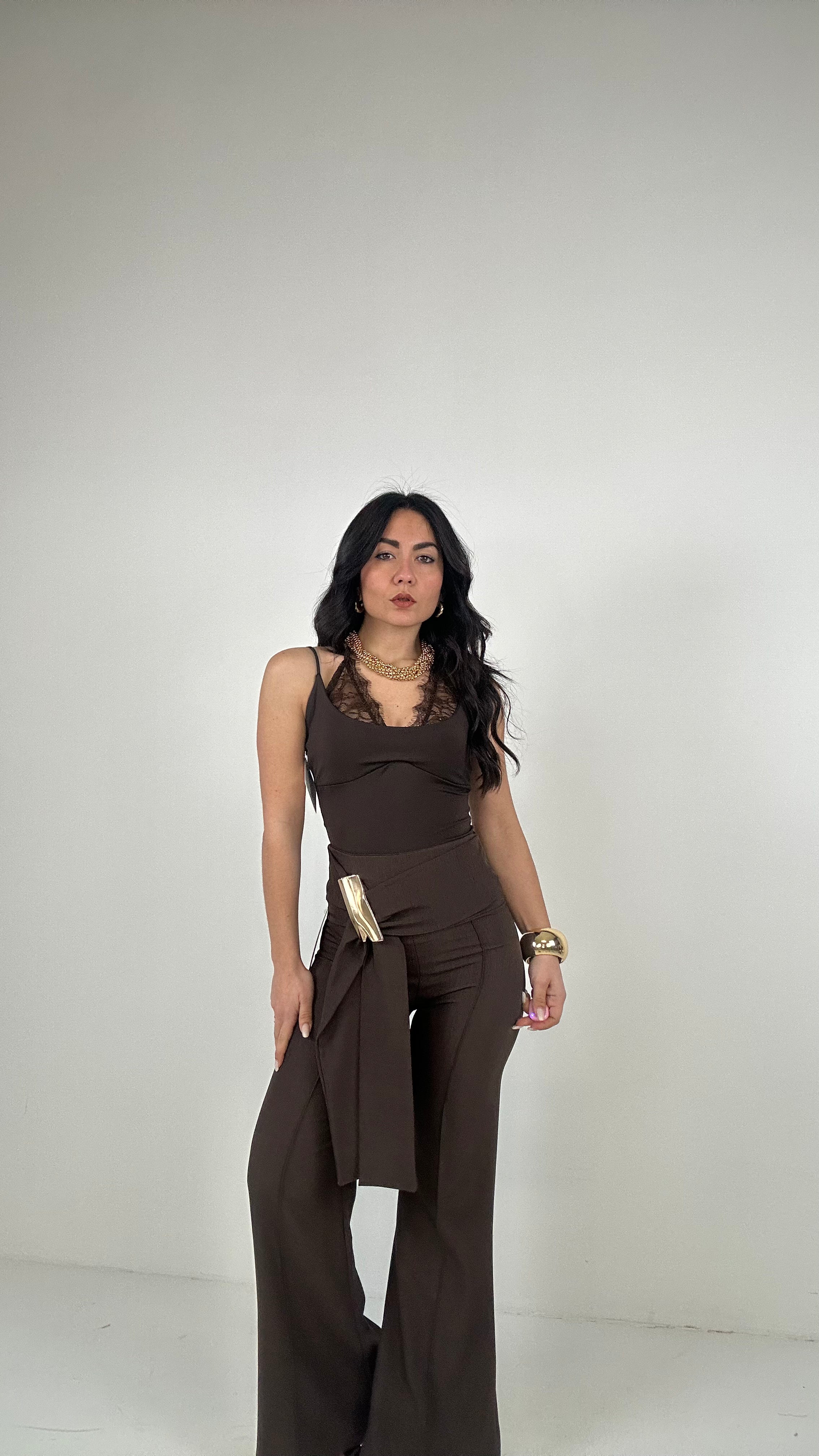 Pantalone CON GANCIO E FUSCIACCA - MARRONE