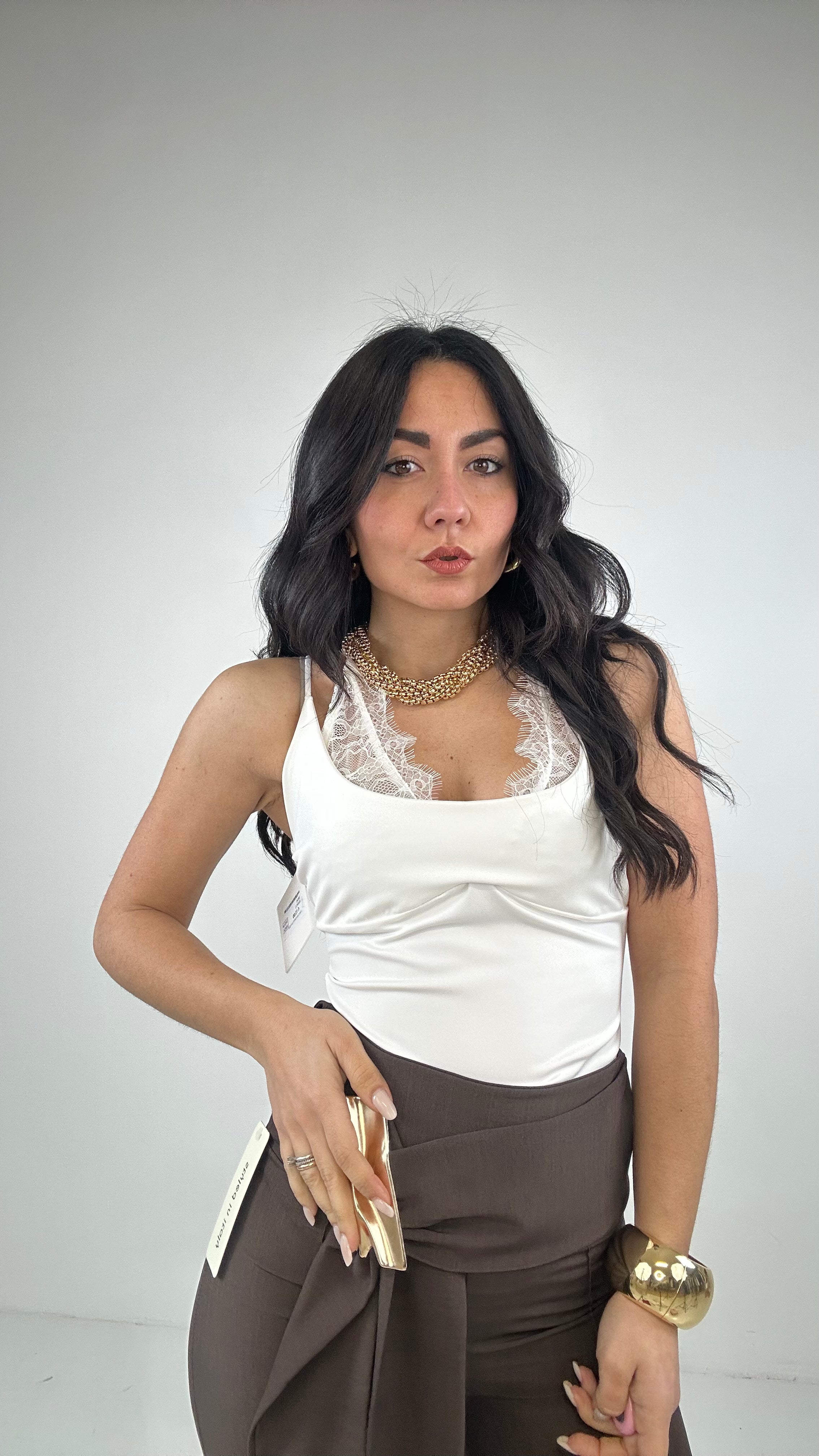 Body CON PARTE IN PIZZO - BIANCO