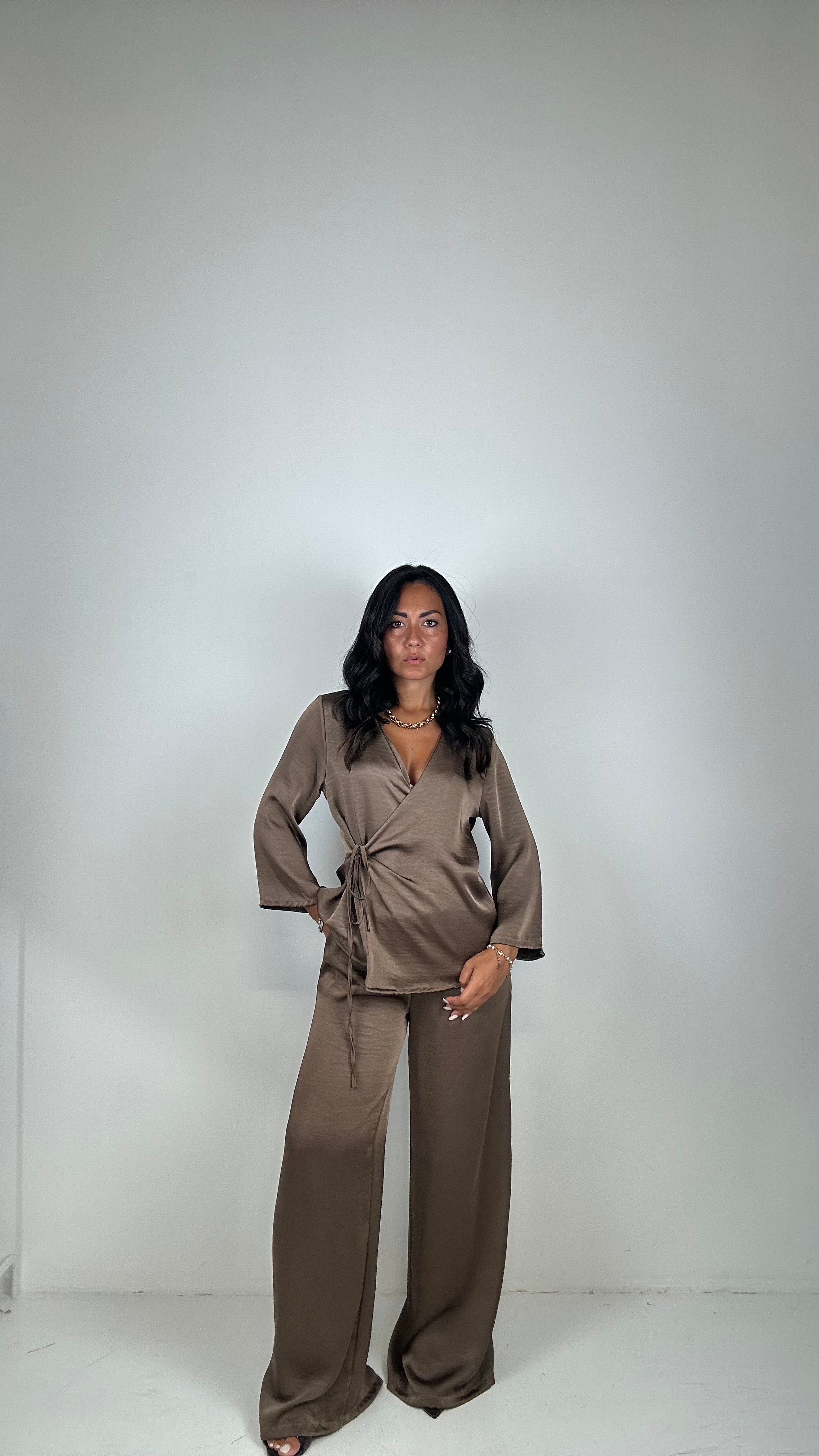 Completo SATIN KIMONO - KHAKI