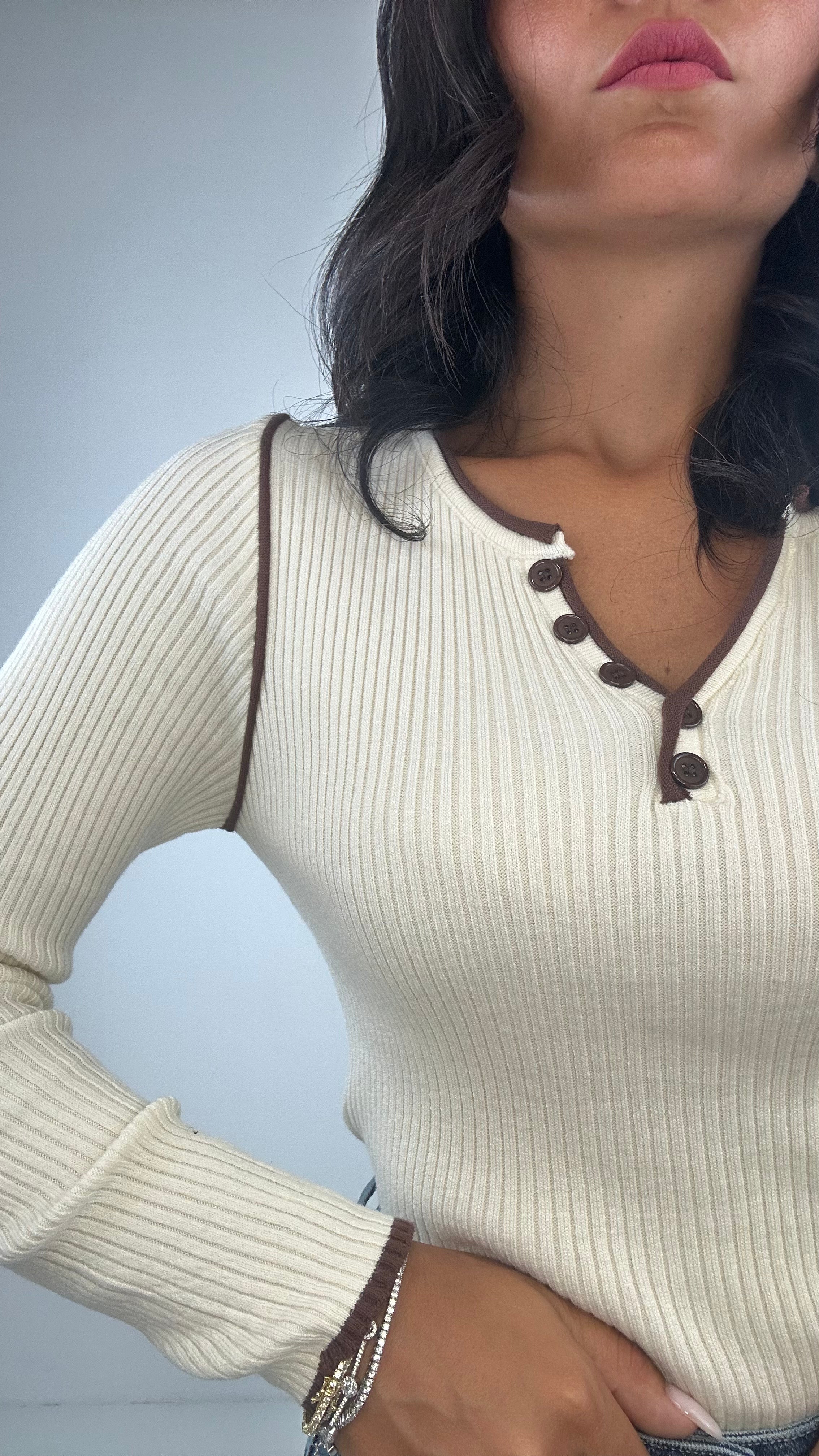 Pull BORDO E BOTTONCINI - PANNA