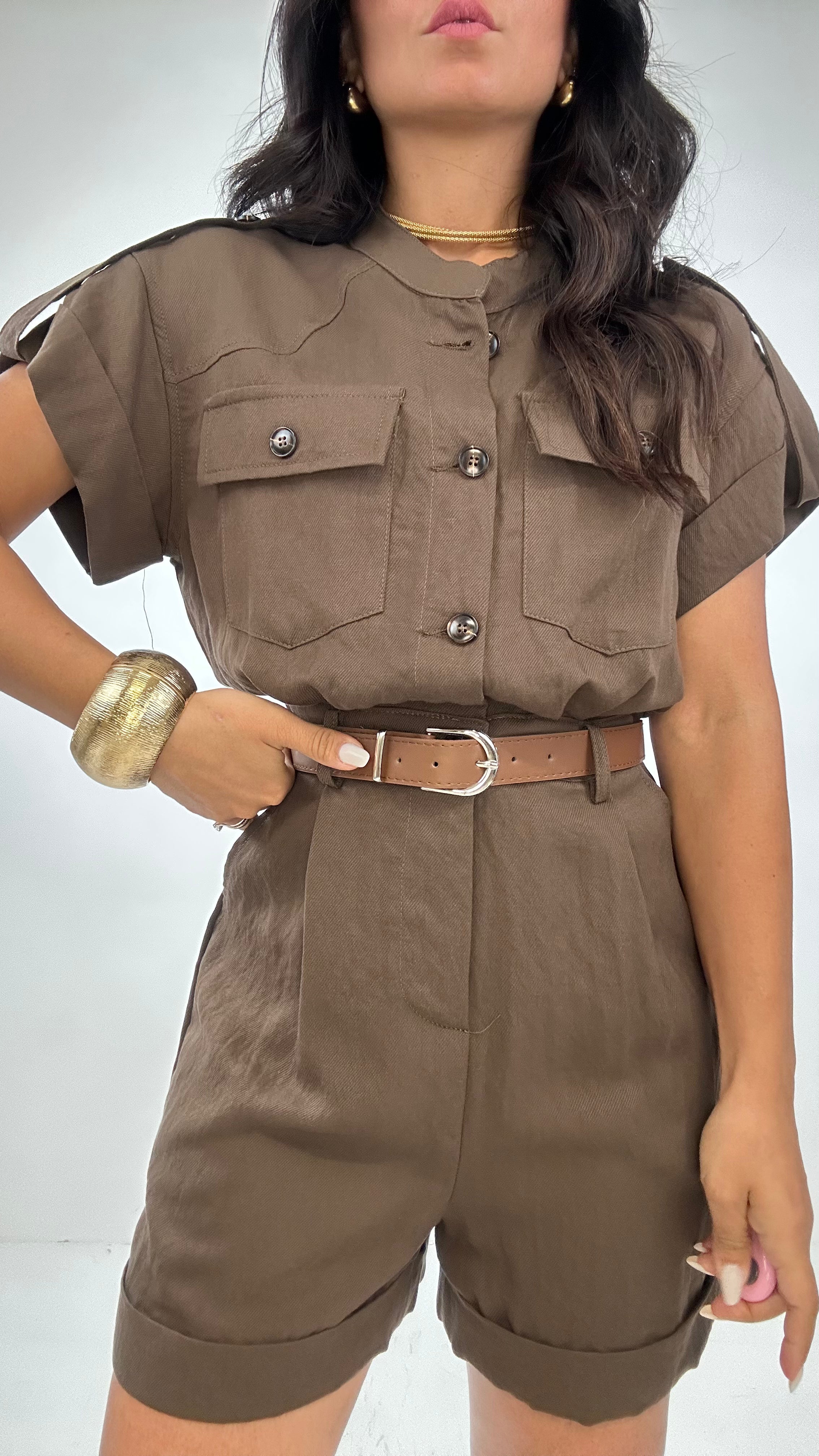 Tutina CON CINTURA - MARRONE