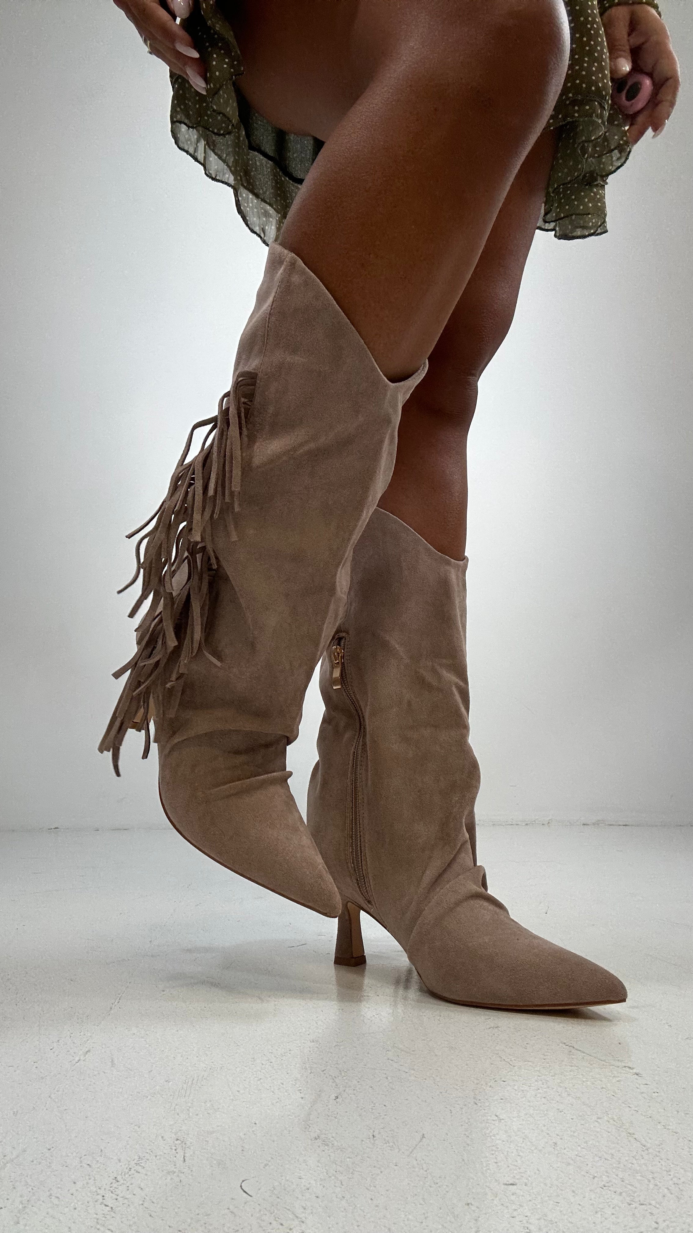 Stivaletto CAMOSCIO FRANGE - BEIGE