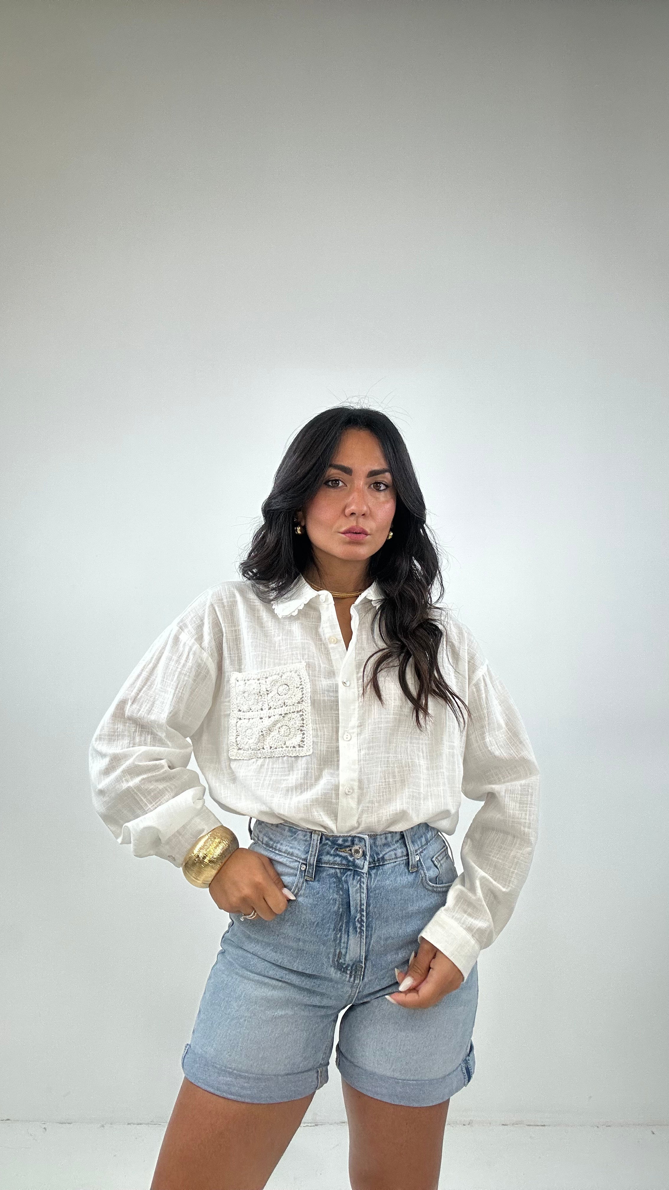 Denim SHORTS PIEGHETTA - JEANS