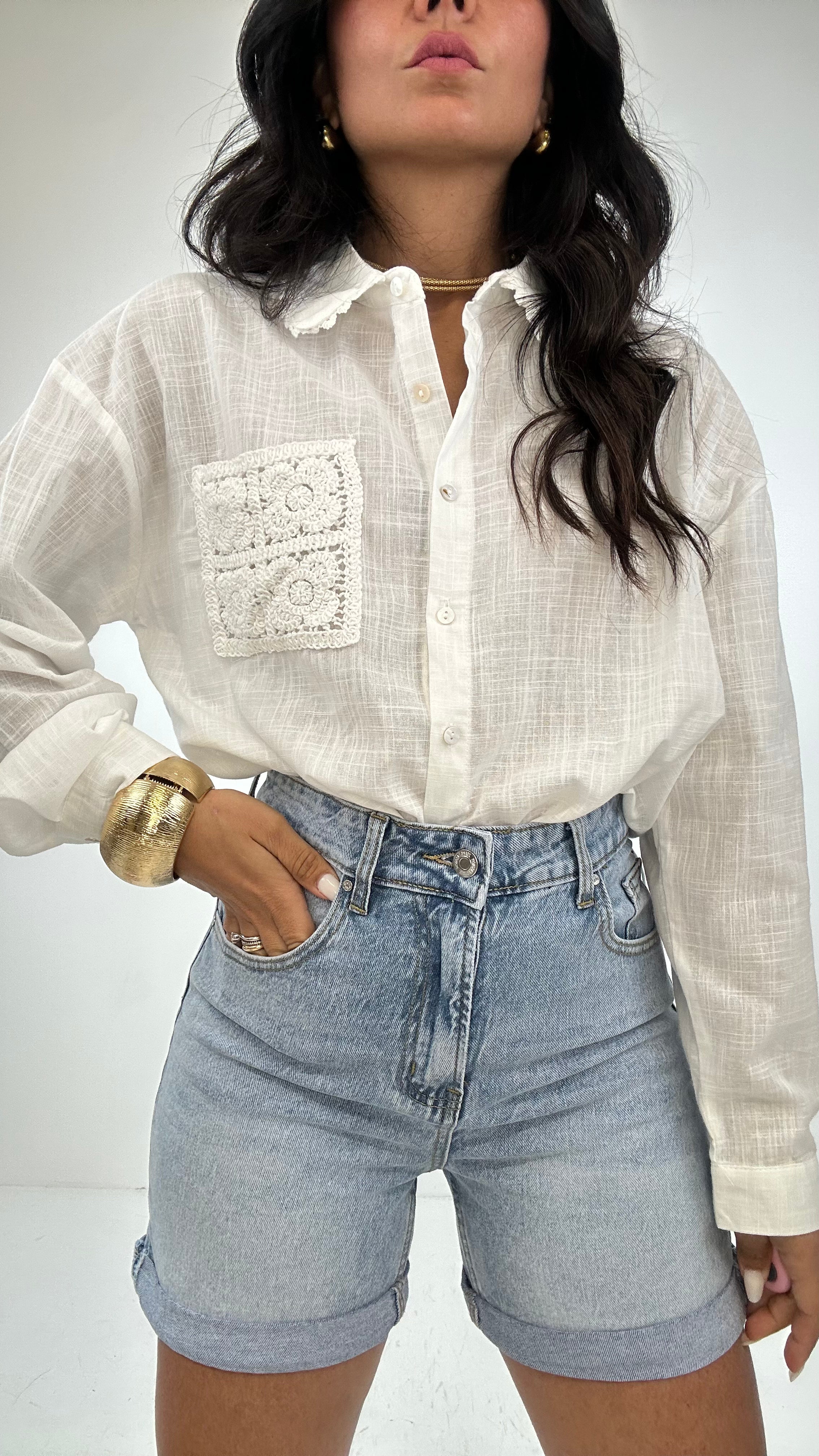 Denim SHORTS PIEGHETTA - JEANS