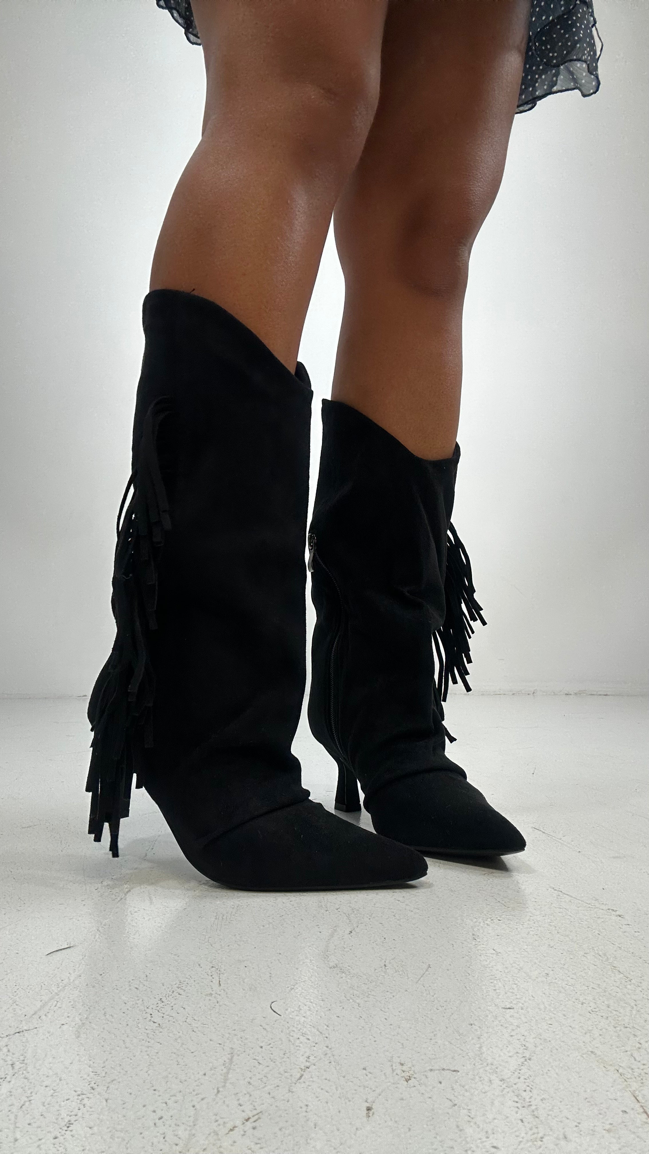 Stivaletto CAMOSCIO FRANGE - NERO
