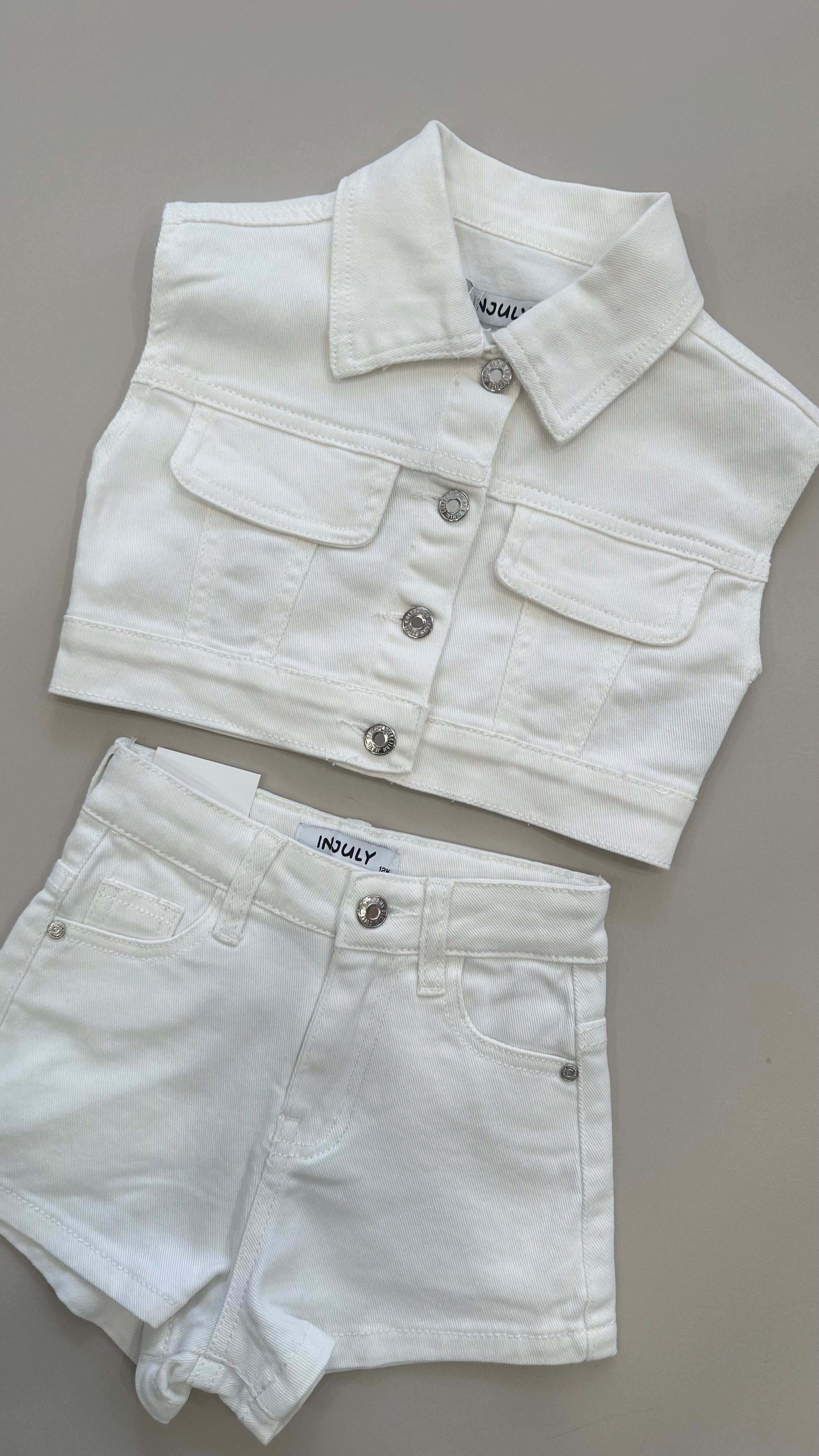 Completo IN JEANS CORTO 12-36M - BIANCO
