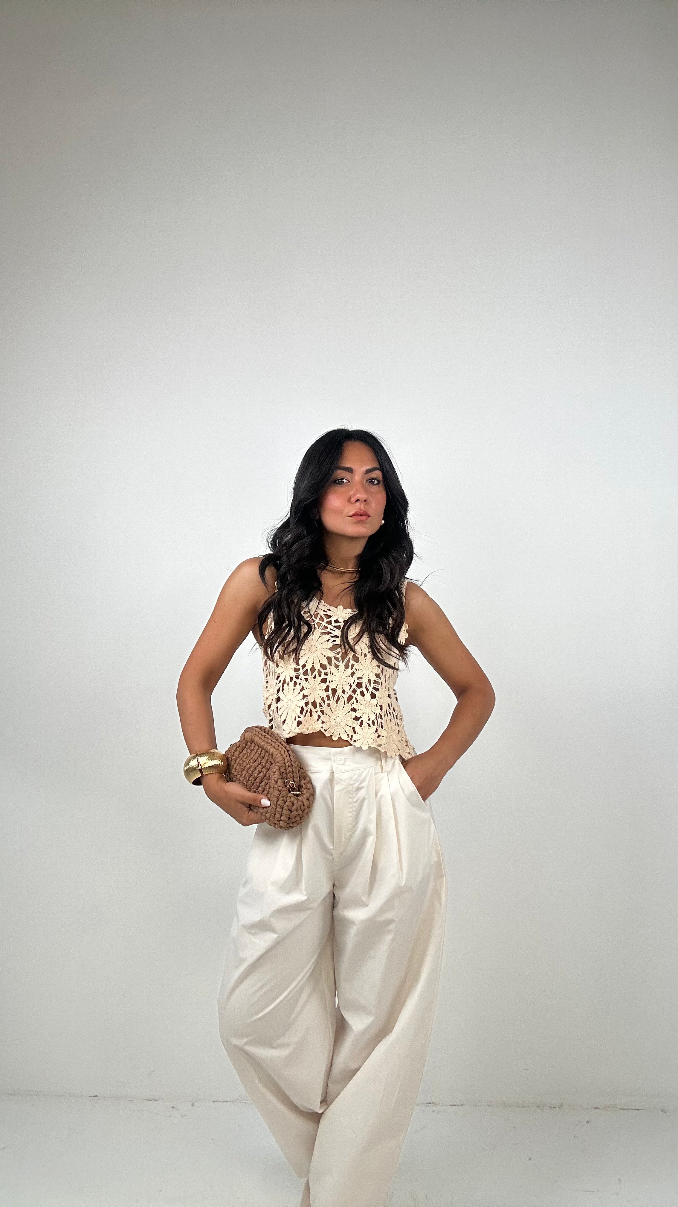 Pantalone BALLON 100% COTONE - PANNA