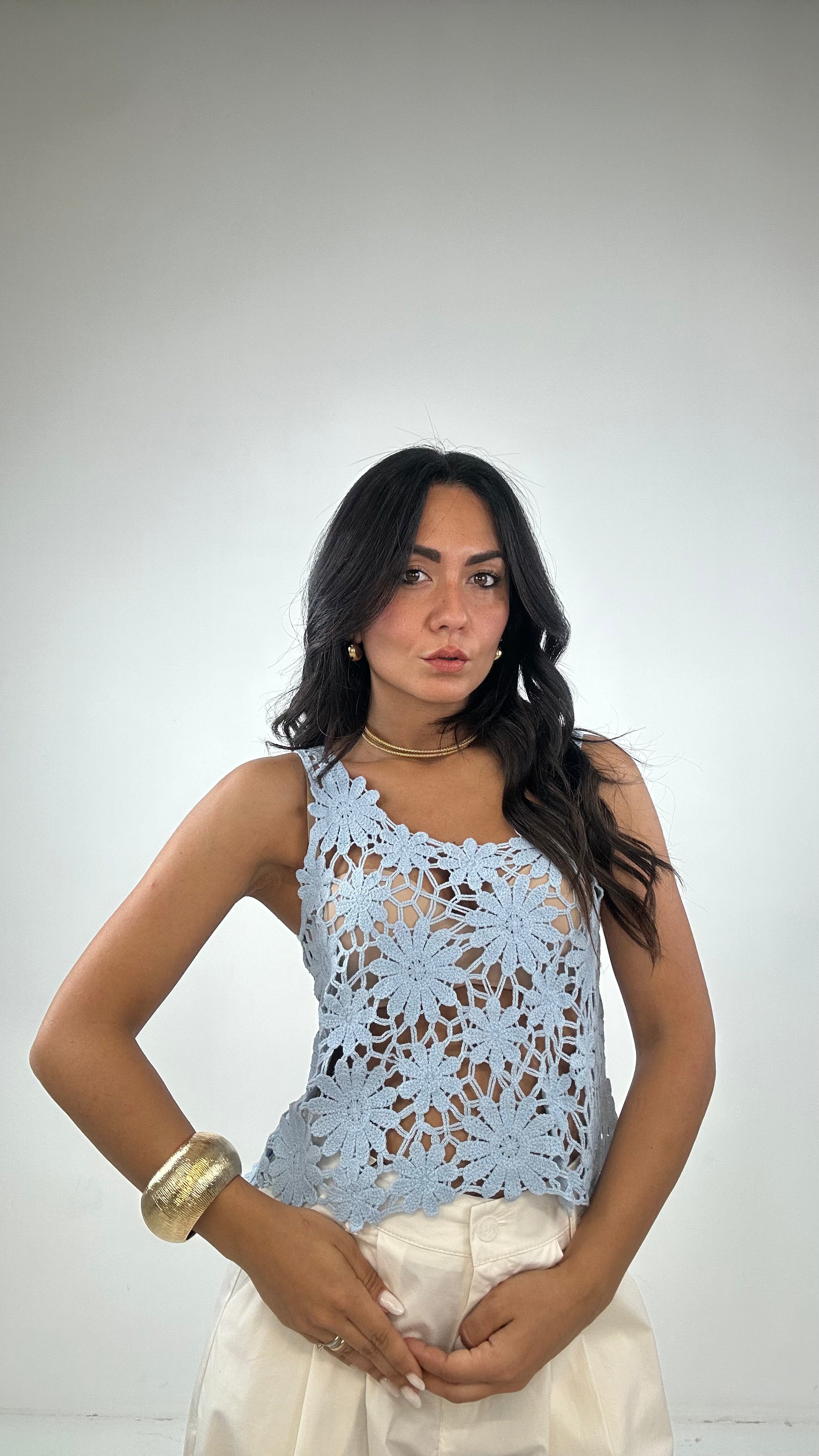 Top UNCINETTO - CELESTE