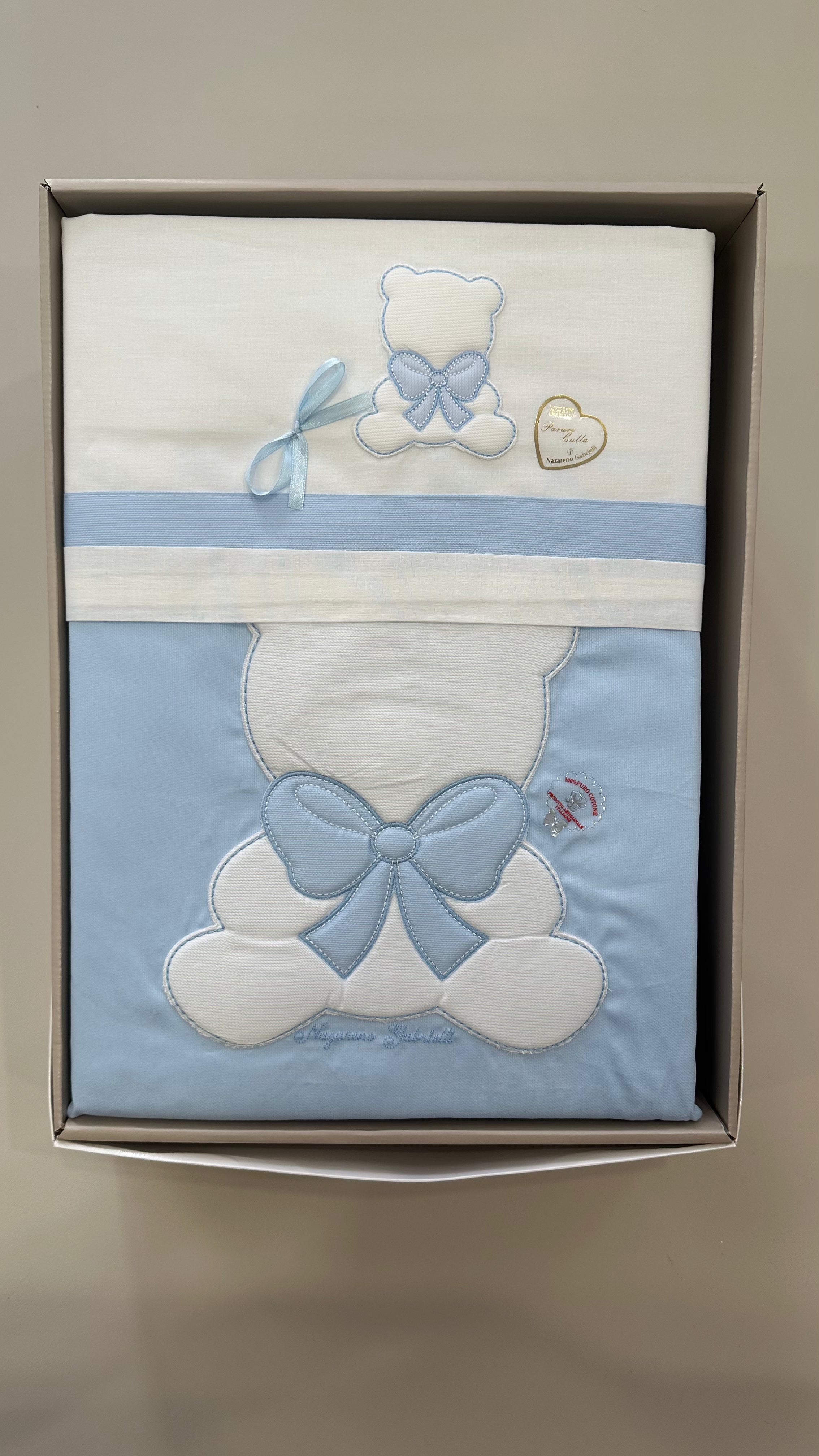 Set COMPLETO CARROZZINA ORSO - CELESTE