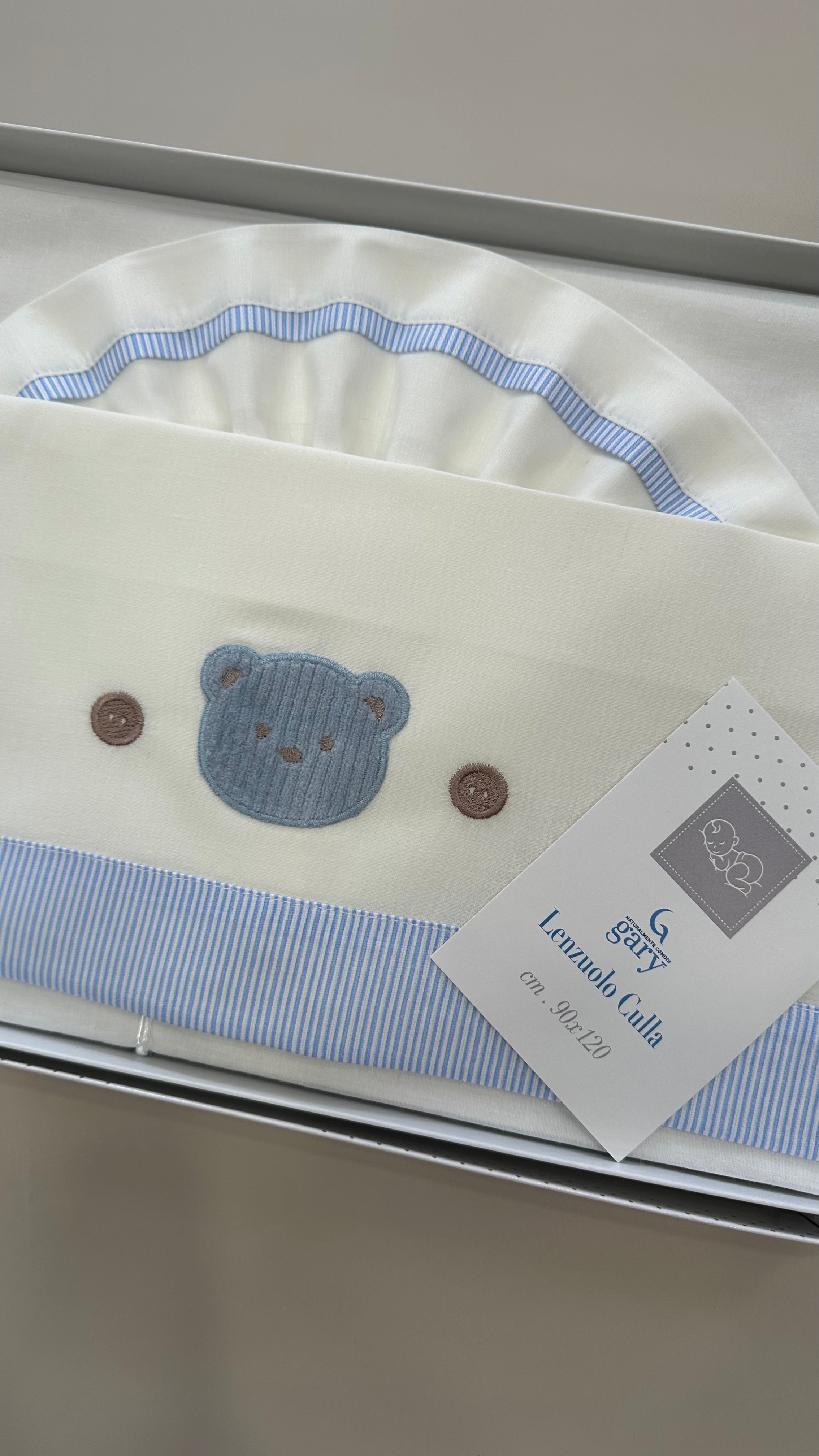 Lenzuola CARROZZINA ORSO VELLUTINO CM 90x120 - CELESTE