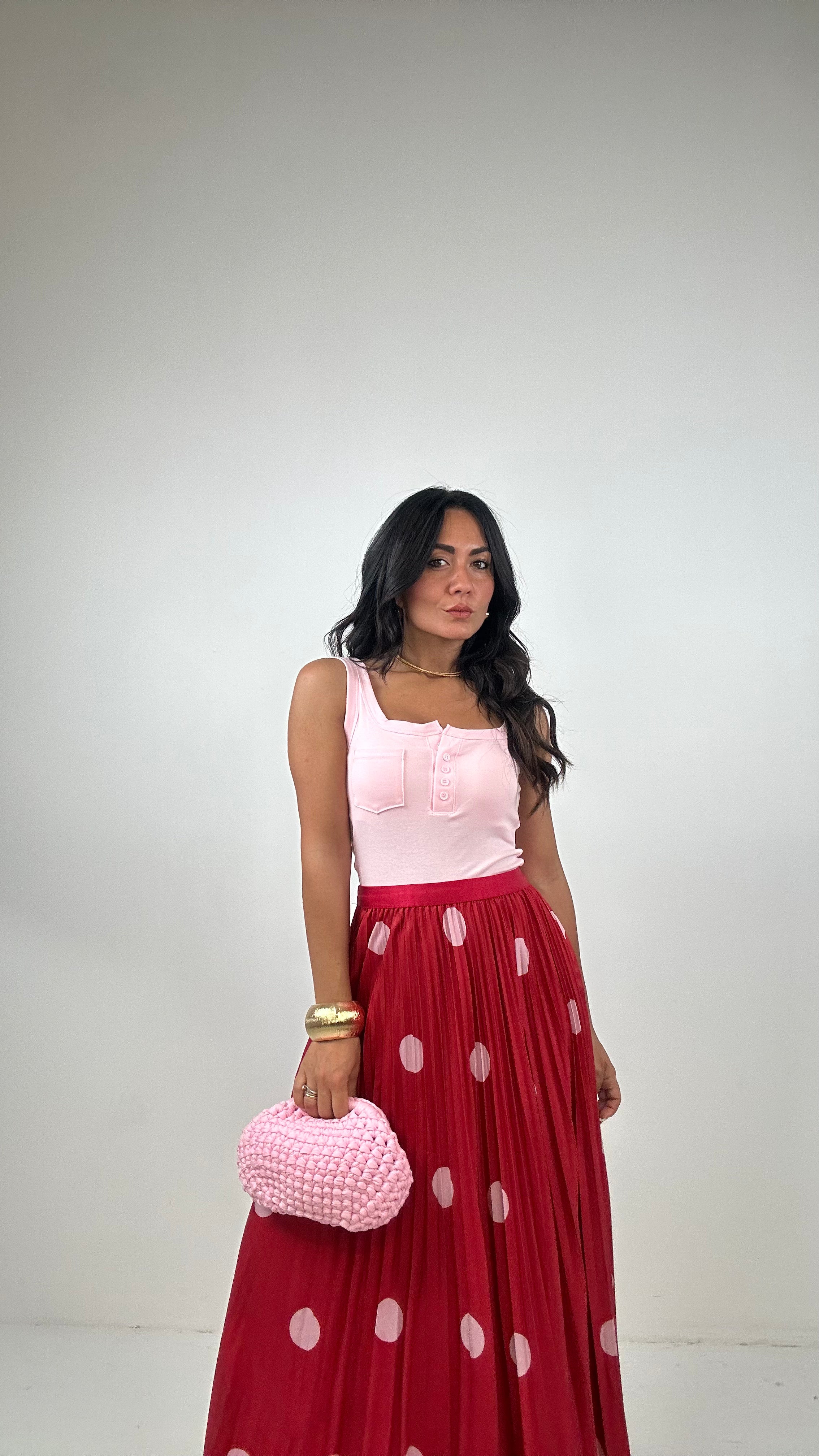 Gonna PLISSE' POIS LUNGA - ROSSO